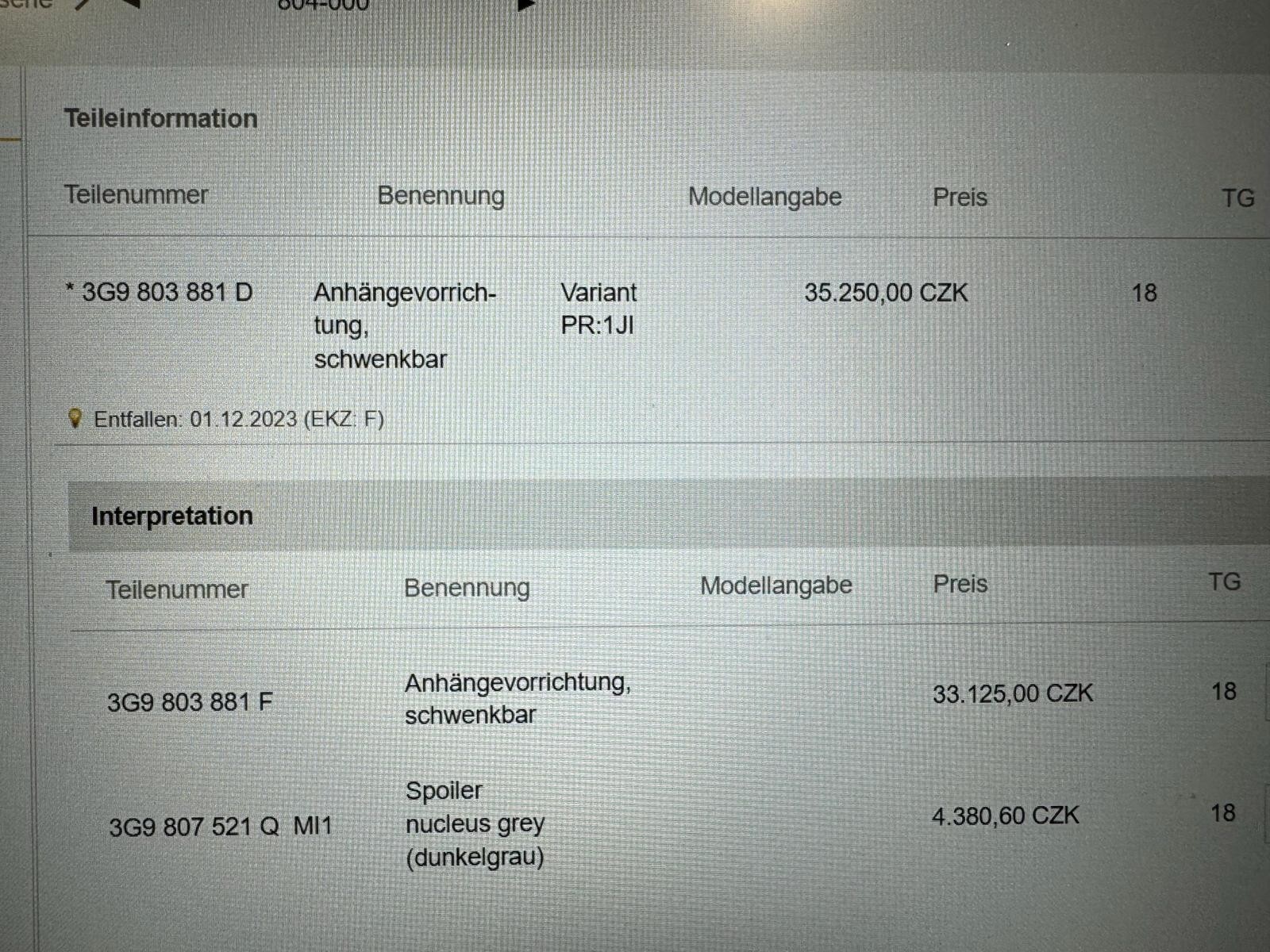 VW PASSAT B8 VARIANT ANHÄNGERKUPPLUNG ELEKTRISCH SCHWENKBAR 3G9803881F NEU ORIG! - Obrázek 22