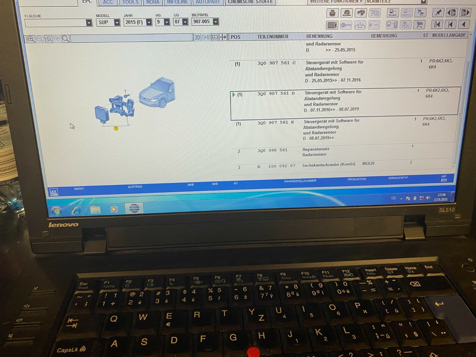 VW Passat / Skoda Superb ACC Radar Abstandsregelung Distronic 3Q0 907 561 D - Obrázek 11