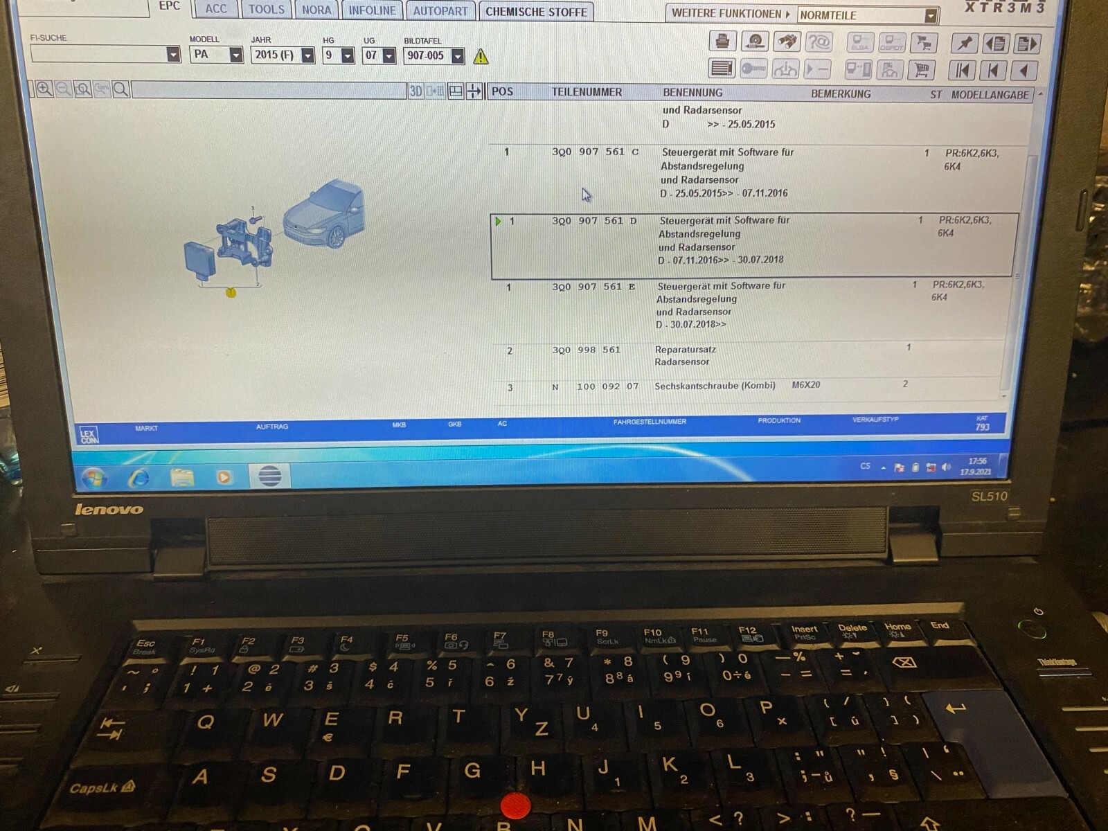 VW Passat / Skoda Superb ACC Radar Abstandsregelung Distronic 3Q0 907 561 D - Obrázek 10