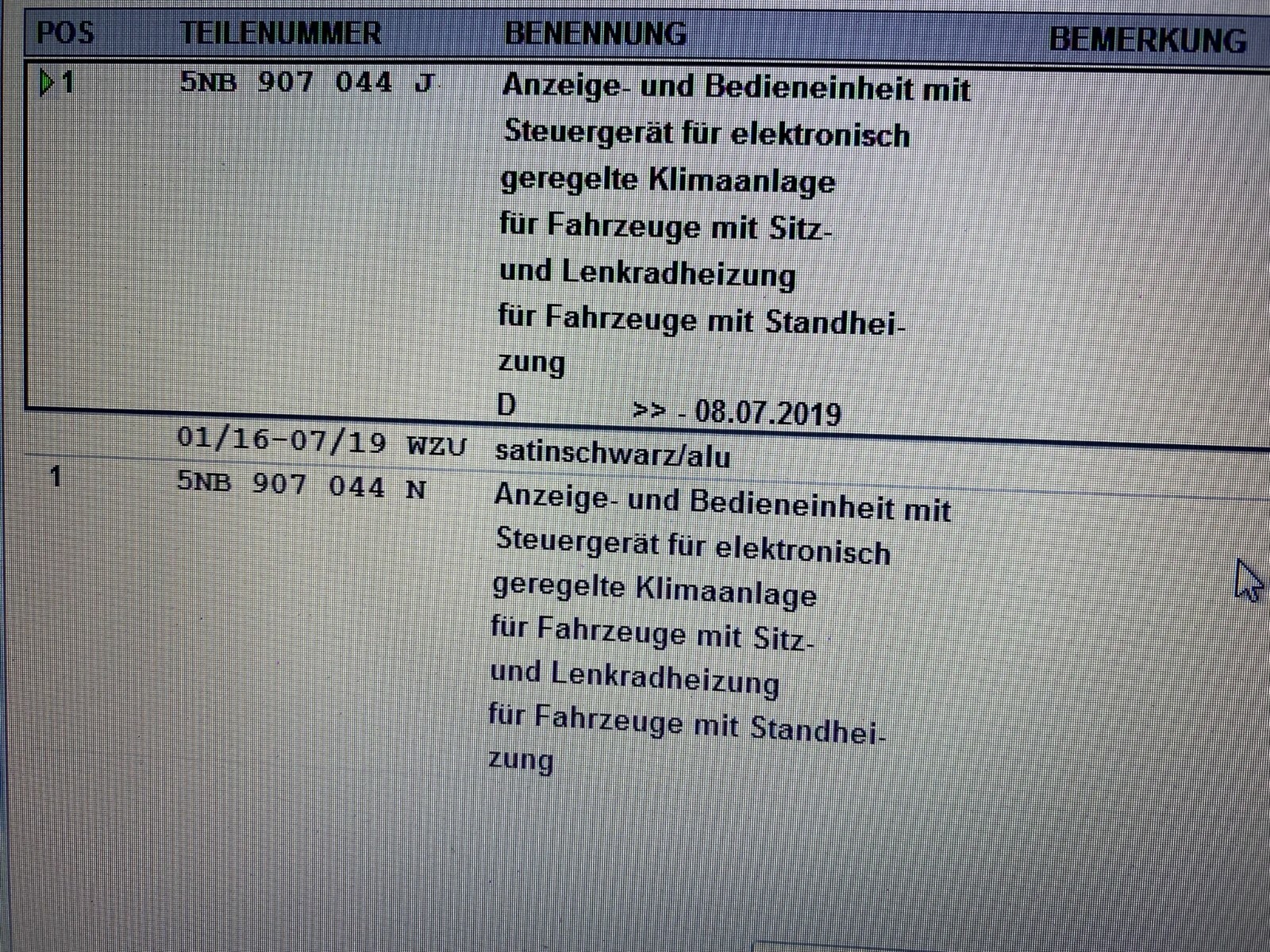 VW TIGUAN II ALLSPACE KLIMABEDIENTEIL SITZHEIZUNG STANDHEIZUNG 5NB907044R ORIG - Obrázek 8