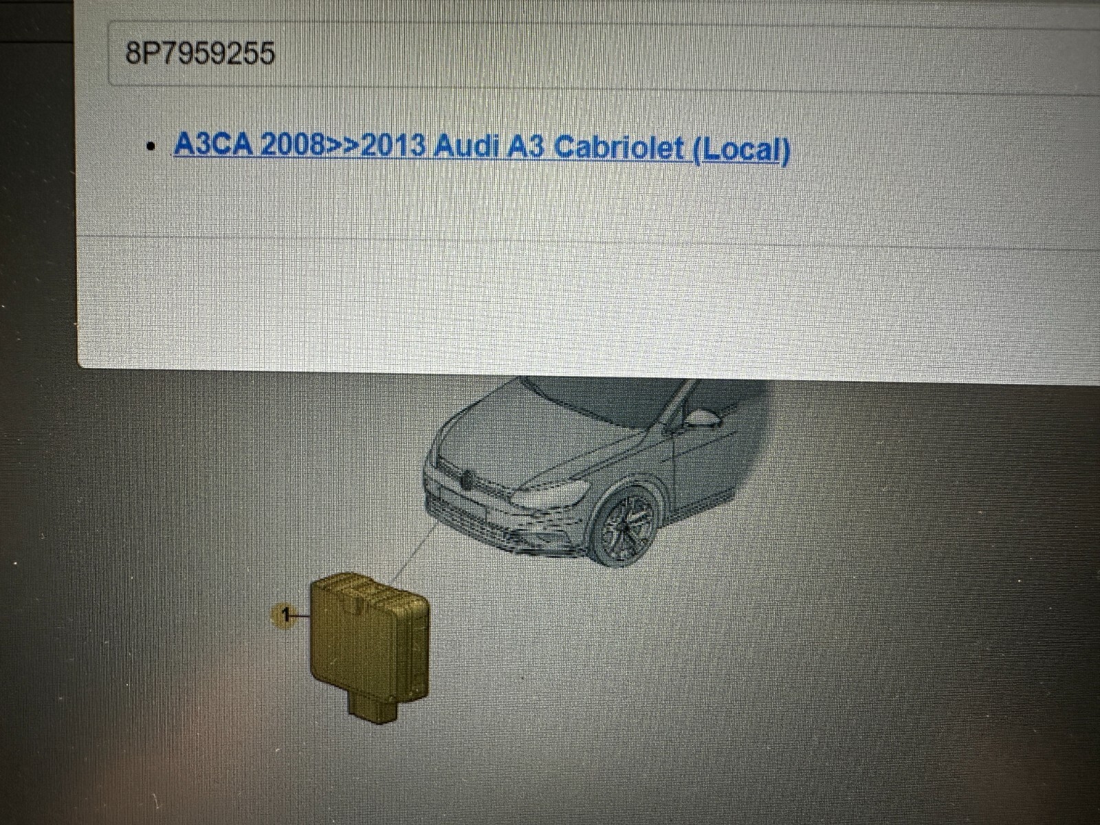AUDI A3 CABRIO 8P VERDECKSTEUERGERÄT 8P7959255 Fast Neu Teil dem vom Test Wagen - Obrázek 4