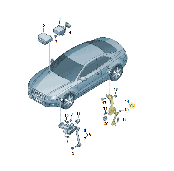 AUDI A4 A5 NIVEAUSENSOR LEUCHTWEITENREGELUNG HINTEN LINKS 8K0941309D + 8K0907503 - Obrázek 4
