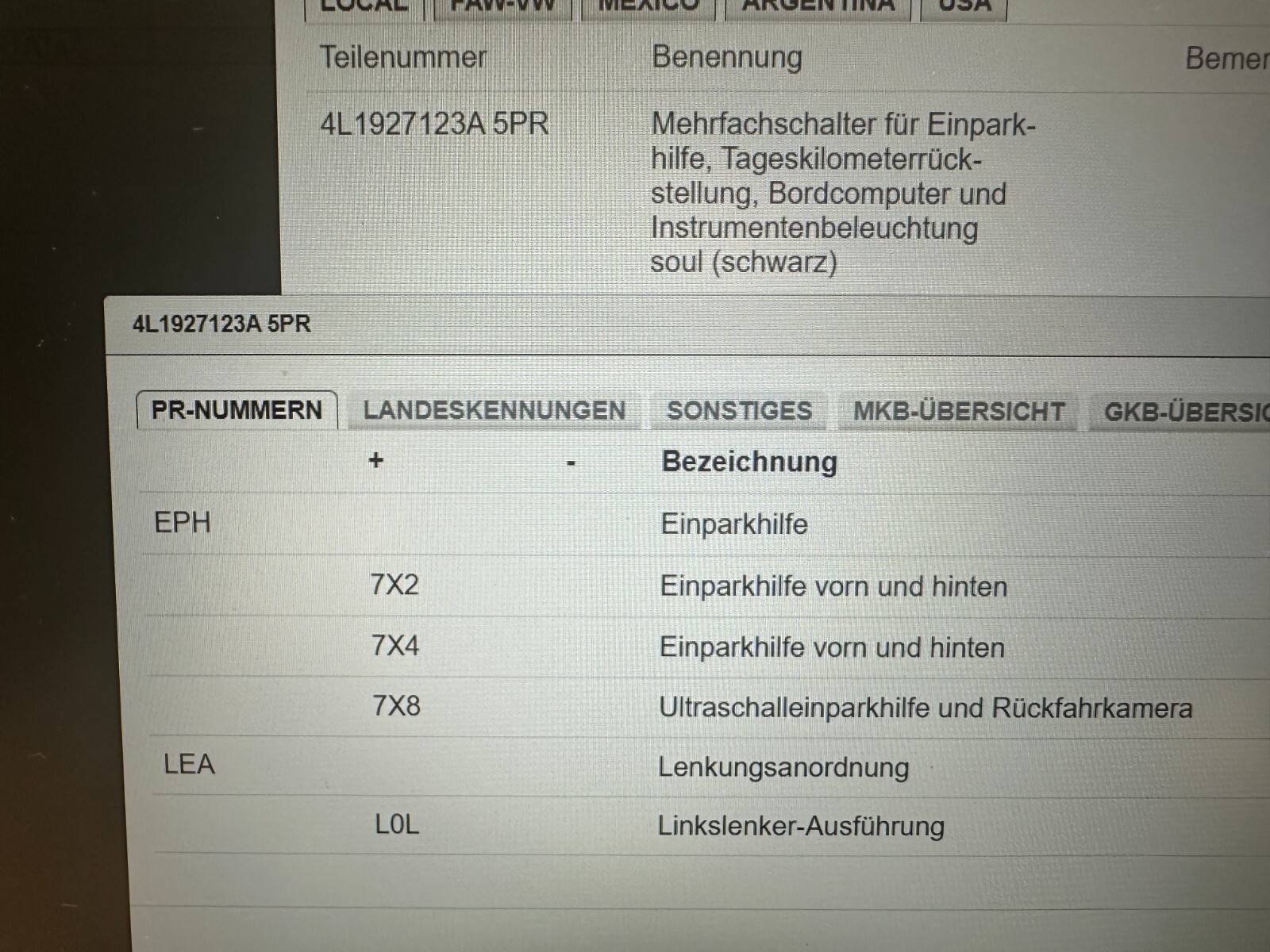 AUDI Q7 4L MEHRFACHSCHALTER 4L1927123A FAST NEU TEIL DEMONT VON TEST WAGEN ORIG. - Obrázek 6