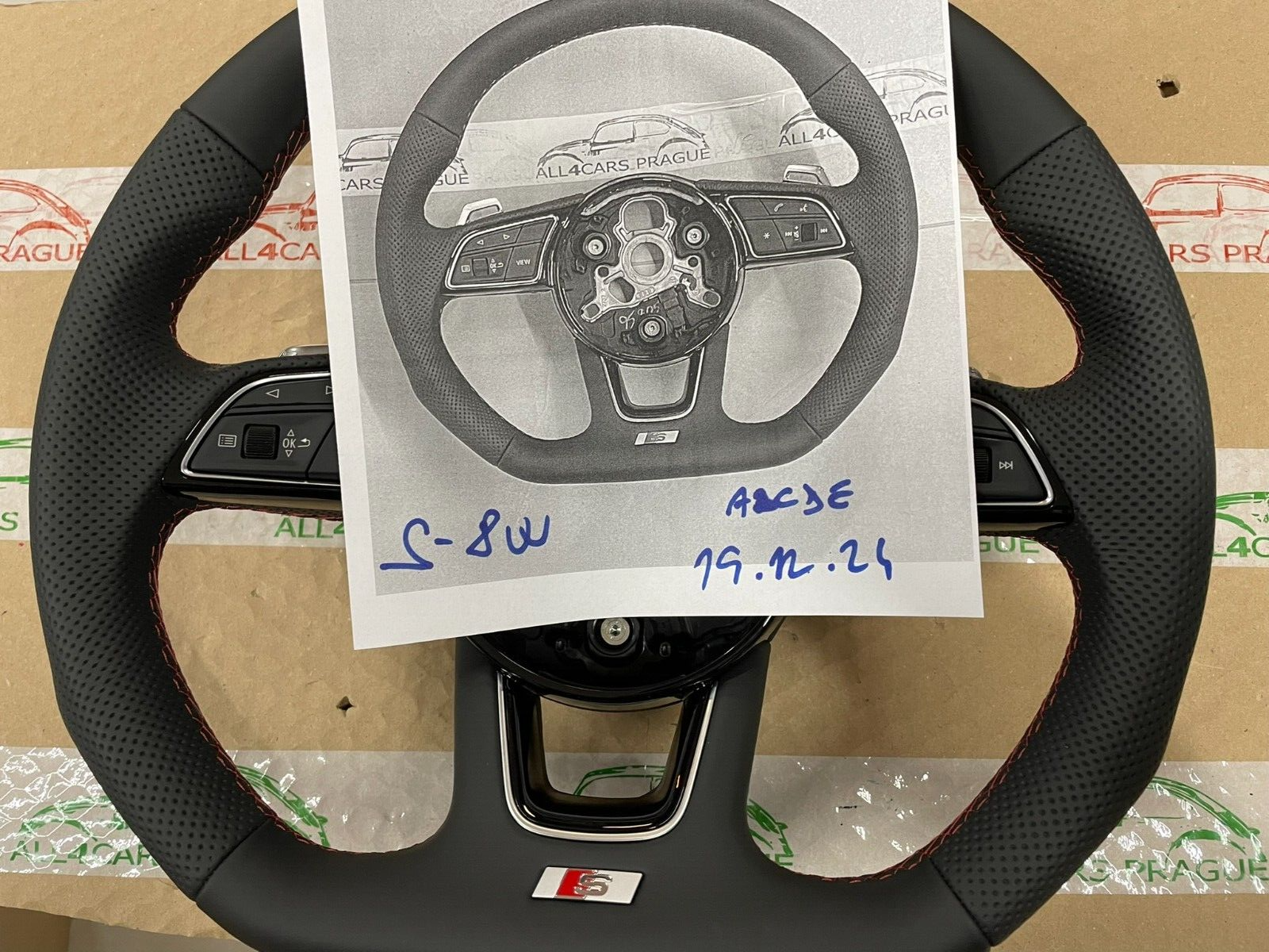 AUDI S4 S5 8W SPORT LEDER LENKRAD ABGEFLACHT GELOCHT S PADELS 8W0419091 ORIG NEU - Obrázek 18