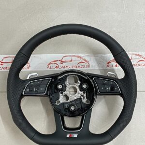 AUDI S4 S5 8W SPORT LEDER LENKRAD ABGEFLACHT GELOCHT S PADELS 8W0419091 ORIG NEU