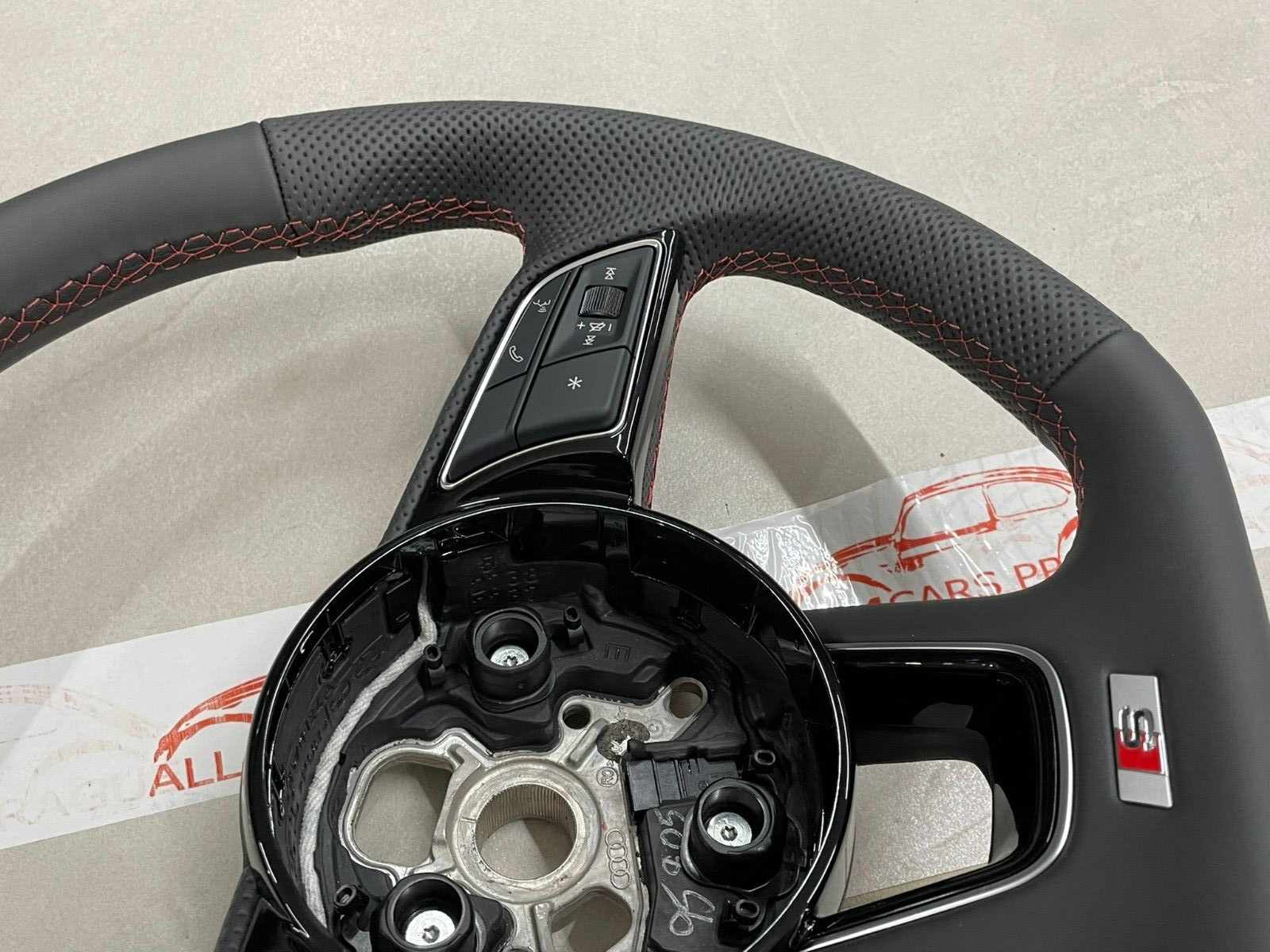 AUDI S4 S5 8W SPORT LEDER LENKRAD ABGEFLACHT GELOCHT S PADELS 8W0419091 ORIG NEU - Obrázek 7