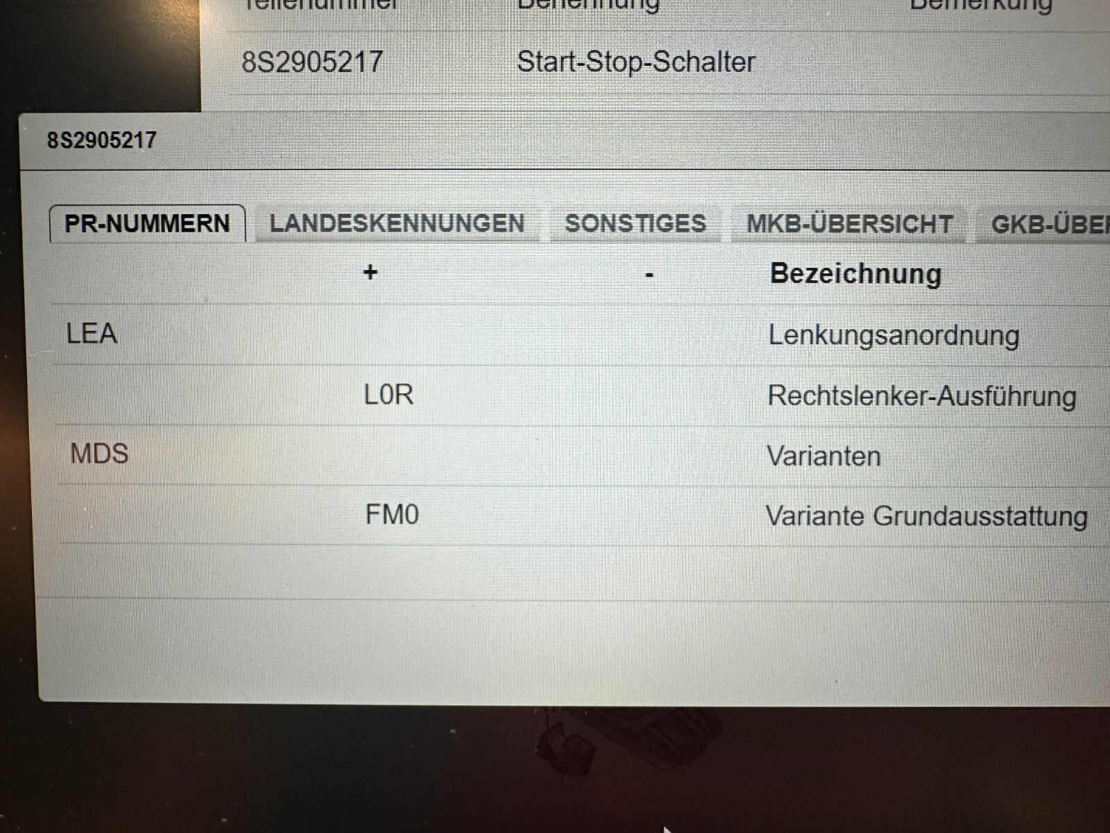 AUDI TT 8S START STOP SCHALTER 8S2905217 Fast Neu Teil demont vom Test Wagen ! - Obrázek 8