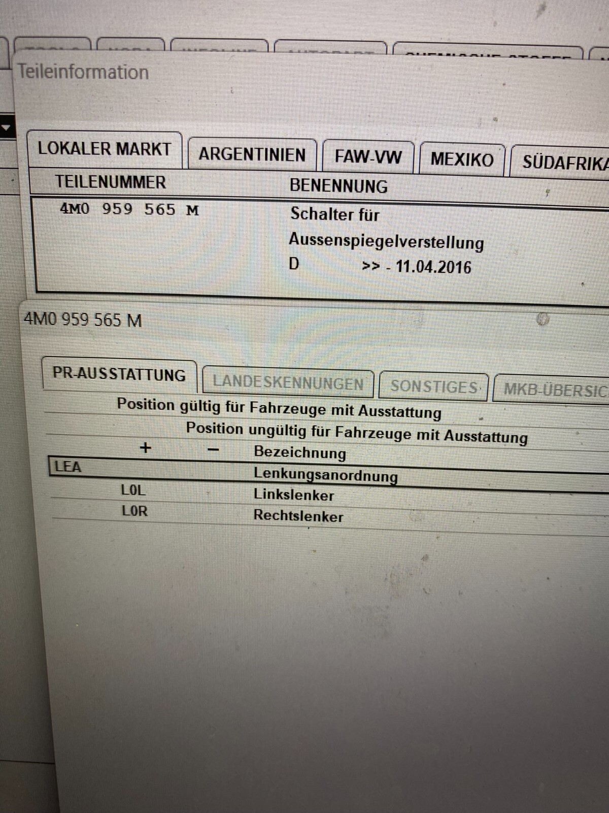 Audi A4 Q7 R8 SCHALTER FUR ASSENSPIEGELVERSTELLUNG 4M0959565M ORIG.NEU!!! - Obrázek 15