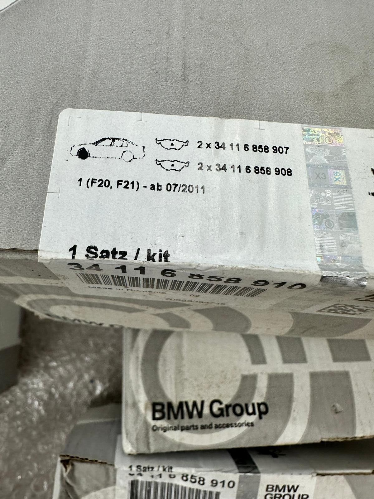 BMW 1, 2 BREMSBELÄGE BRAKE PADS 34116858910 34116850567 ORIG.BMW PARTS - Obrázek 3