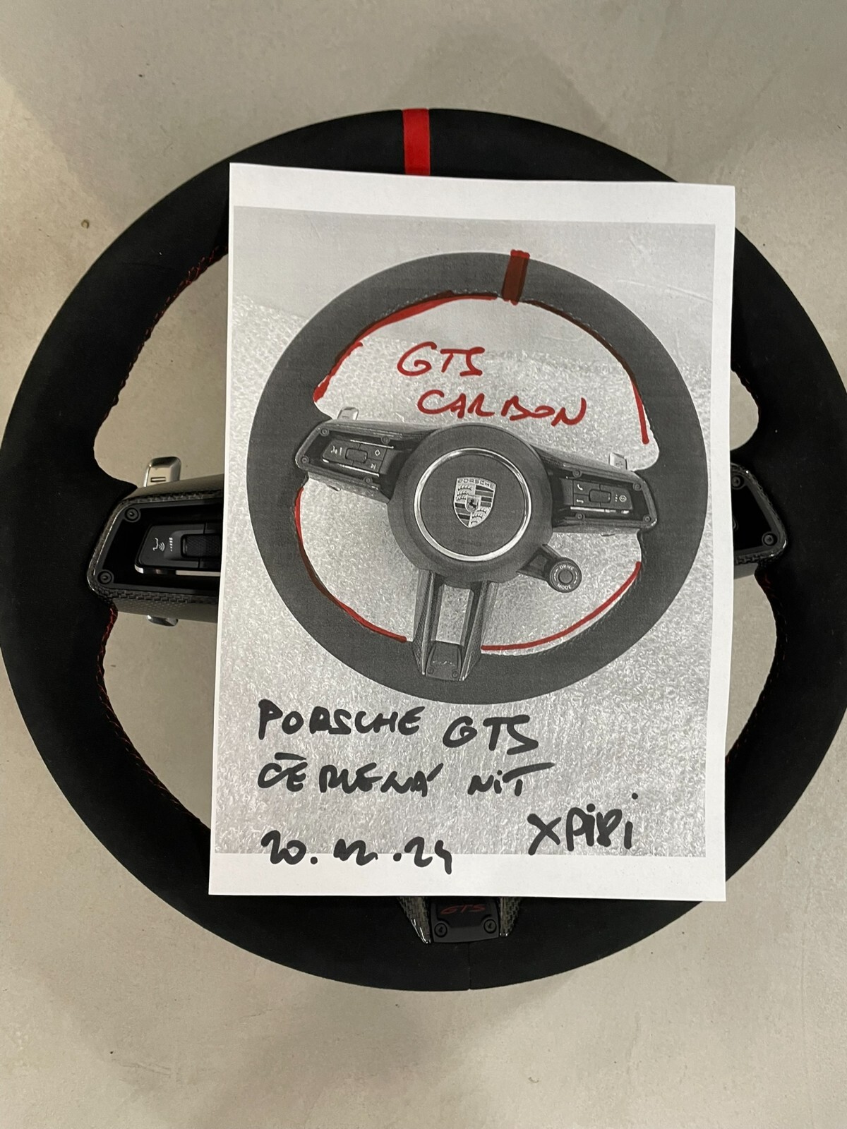 PORSCHE GTS LENKRAD CARBON ALCANTARA LEDER KOMPLET FAST NEU - DEM FROM NEW CAR - Obrázek 21