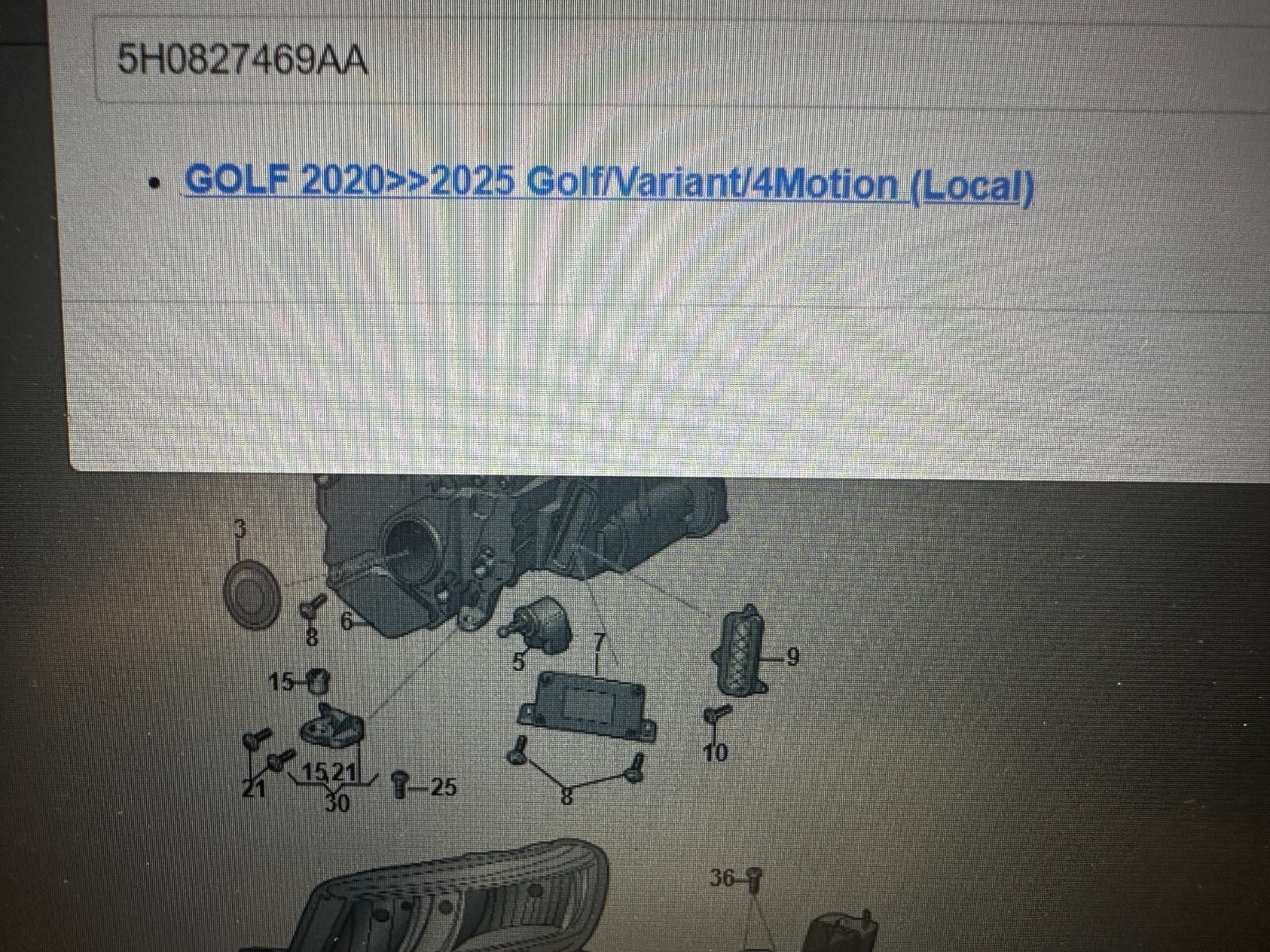 VW GOLF 8 BETÄTIGUNG MIT MIKROSCHALTER MIT VW KAMERA LOGO 5H0827469AA ORIG.NEU ! - Obrázek 4