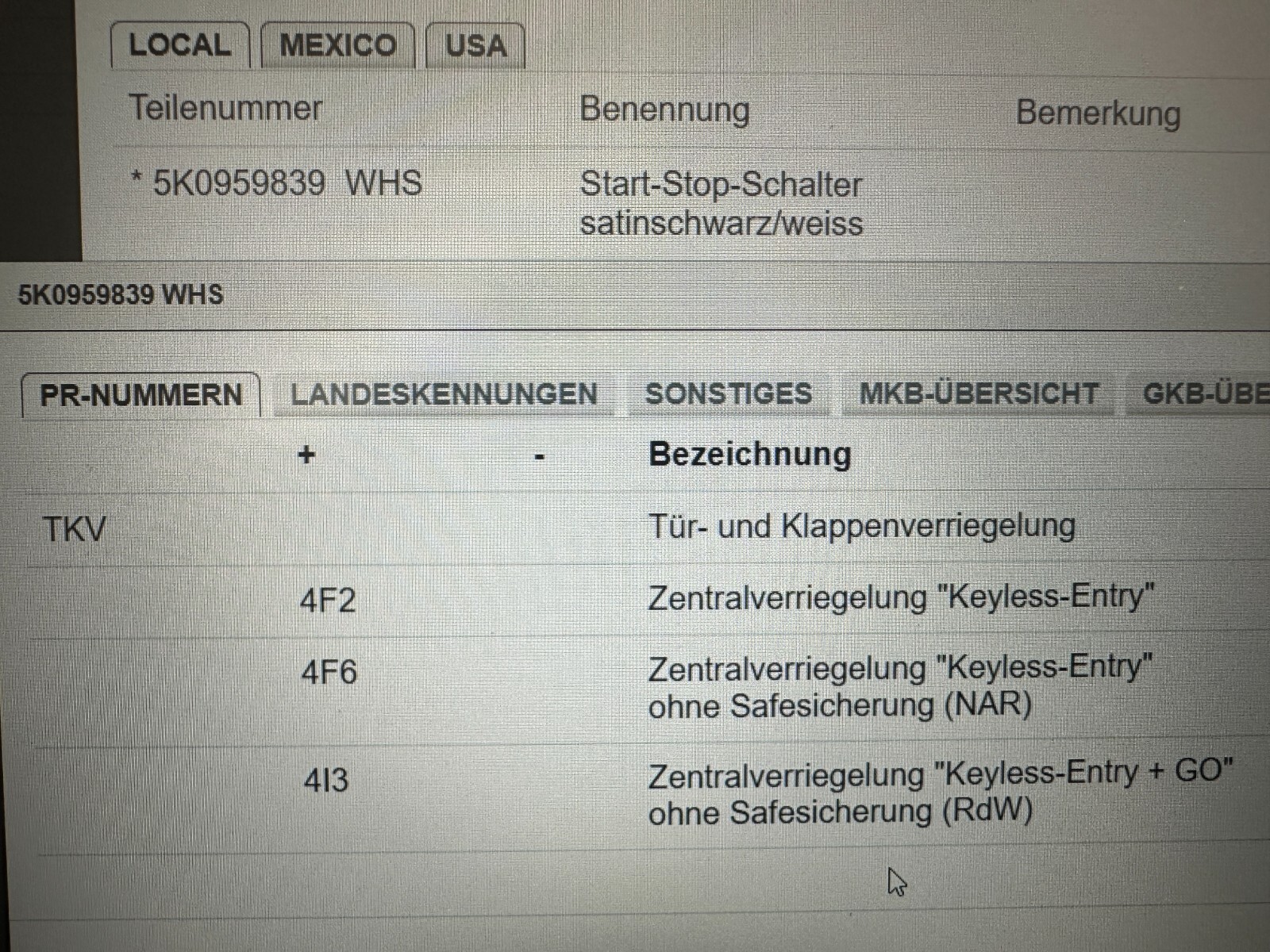 VW GOLF EOS SCIROCCO START STOP SCHALTER 5K0959839 5K0959839A 5K0959839B ORIG VW - Obrázek 8