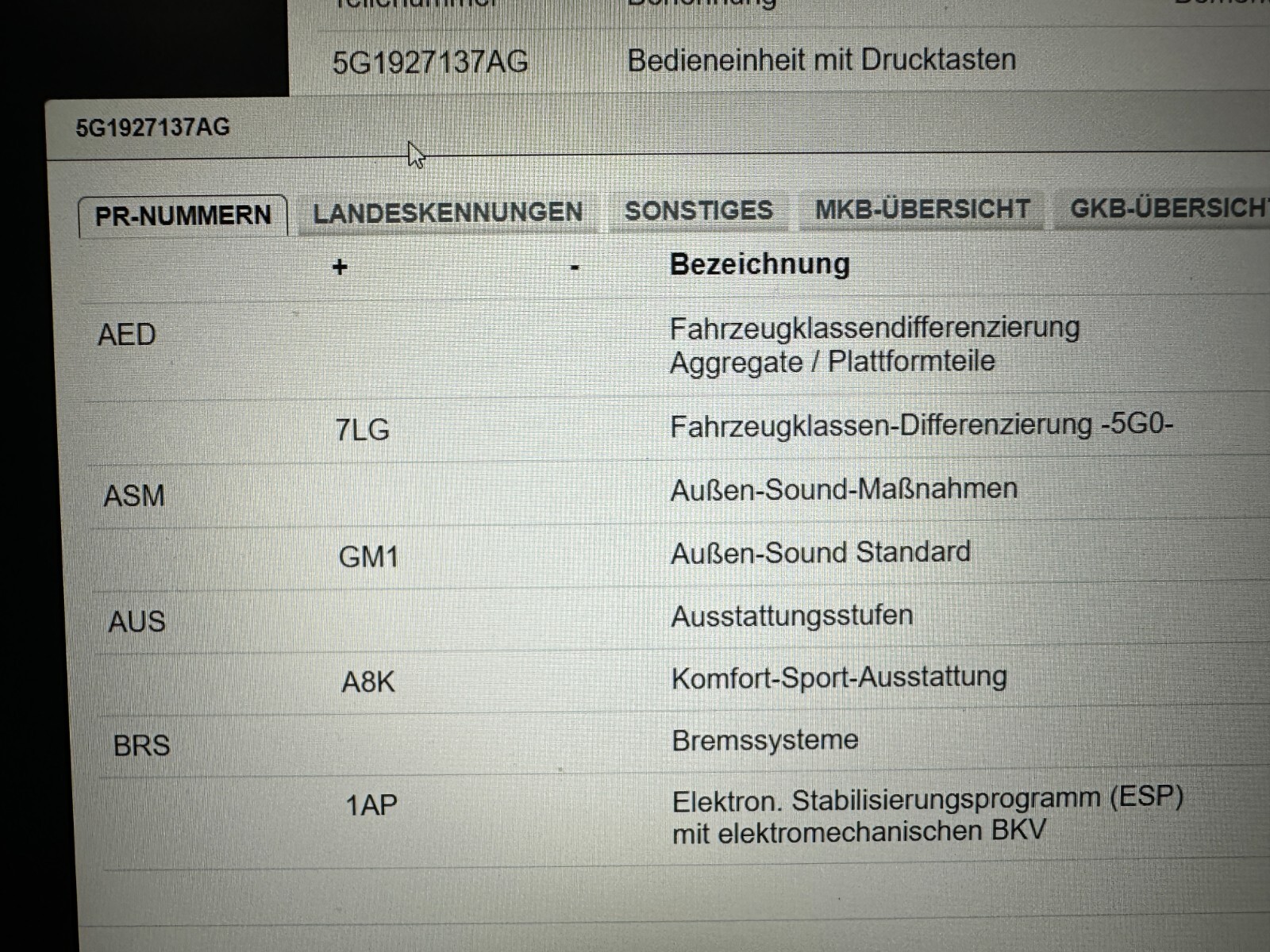 VW GOLF VII GTE BEDIENEINHEIT DRUCKTASTEN 5G1927137AG Fast Neu Teil d v Test Car - Obrázek 6