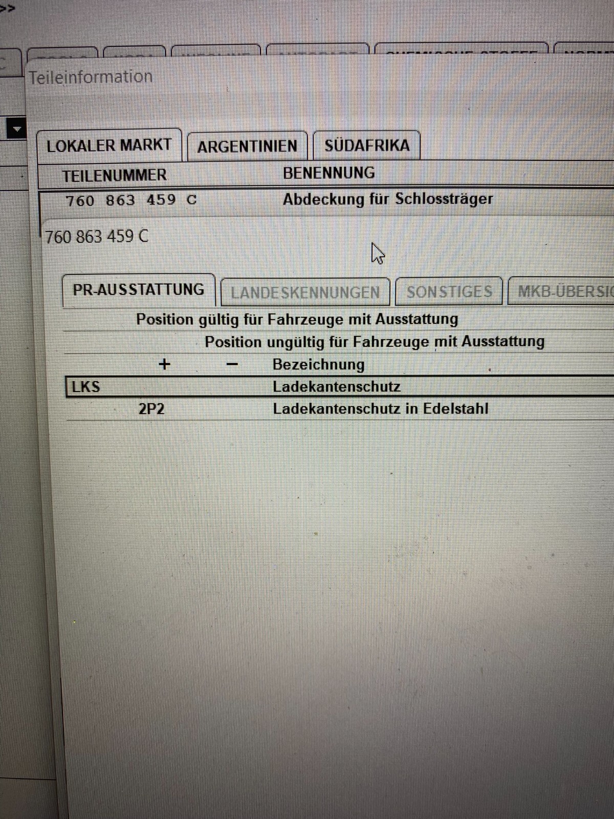VW TOUAREG III ABDECKUNG FUR SCHLOSSTRAGER 760863459C ORIG. - Obrázek 11