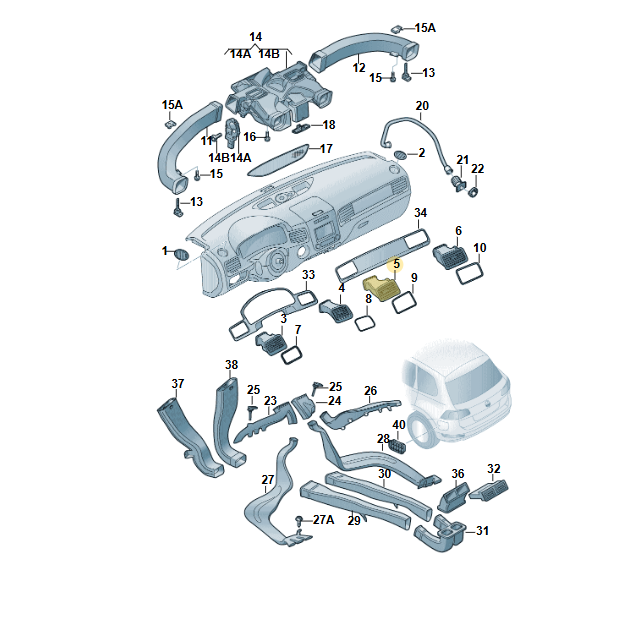 VW TOUAREG LUFT AUSSTRÖMER HEIZUNGSDÜSE LINKS MITTE VORN 7P1819727B TEST WAGEN - Obrázek 4