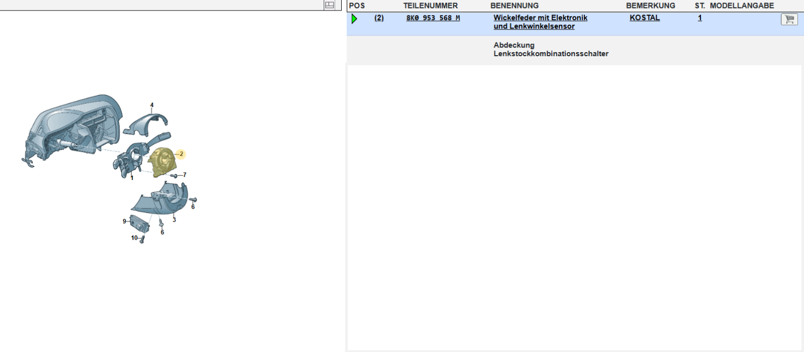 AUDI A4 , A5 , Q5 WICKEL FEDER MIT ELEKTRONIK LENKWINKELSENSOR 8K0953568M NEU !! - Obrázek 6