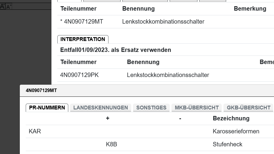 AUDI A4,A5,A6,A7,A8,ETR GT, LENKSTOCK KOMBINATIONS SCHALTER 4N0907129MT ORIG.NEU - Obrázek 5