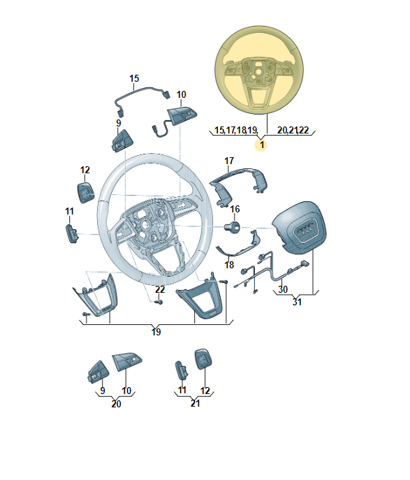 AUDI Q7 Q8 SPORT LEDER LENKRAD PERFORIERT BEHEIZT 4M8419091AL Fast Neu Test Car - Obrázek 9
