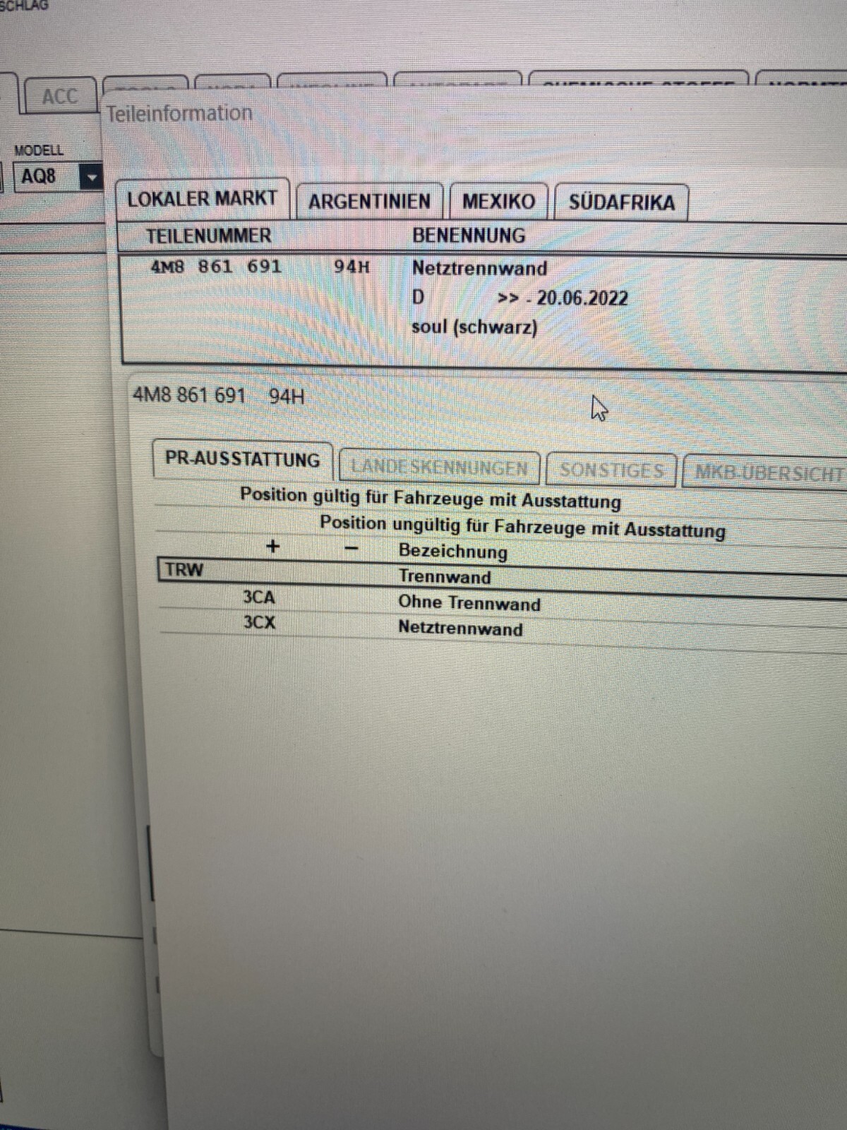 AUDI Q8 4M TRENNNETZ KOFFERRAUMNETZ HUNDESCHUTZ LADABDECKUNG 4M8861691 NEU ORIG. - Obrázek 12