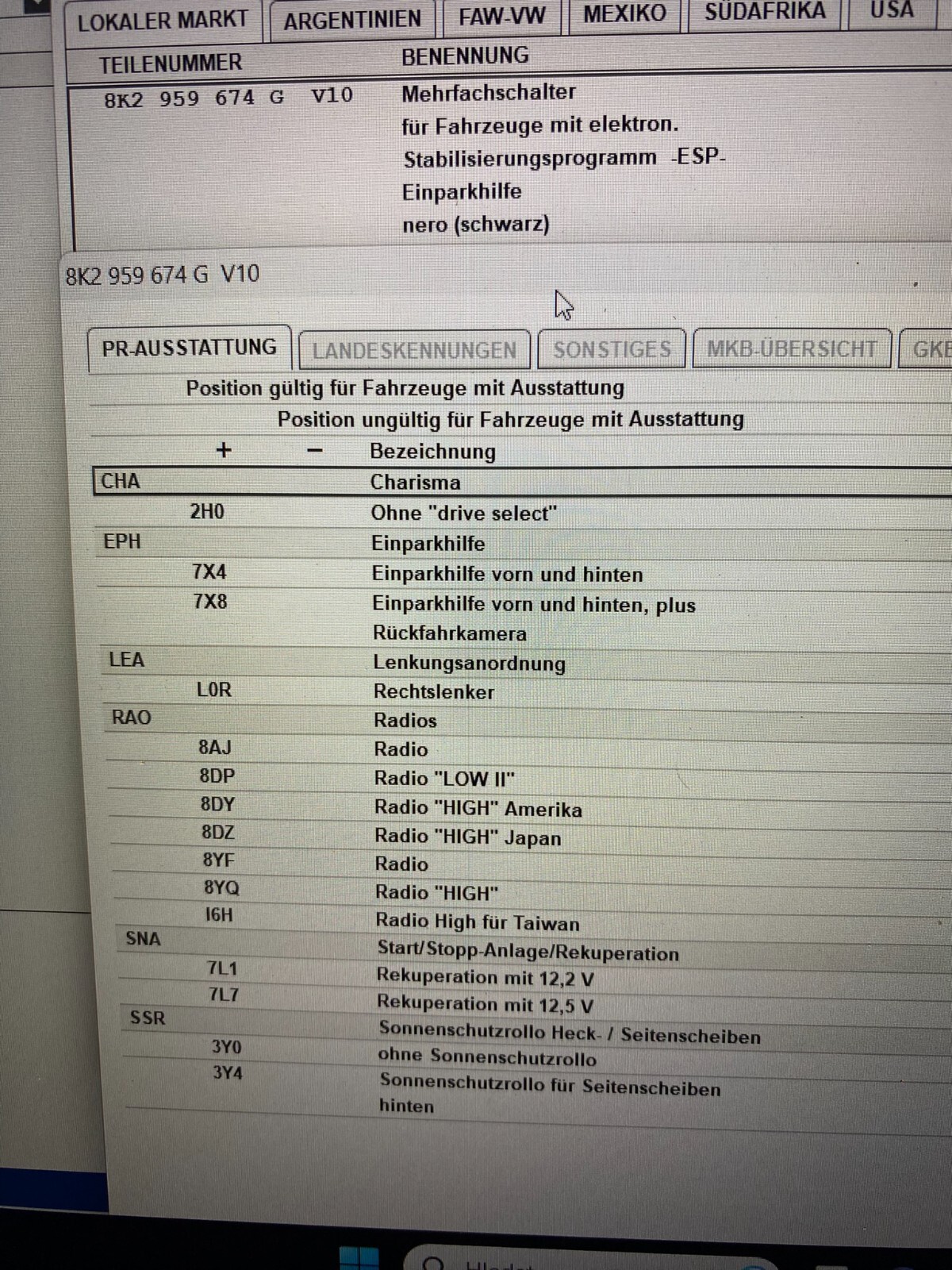 AUDI Schalter Taster ESP Einparkhilfe A4 S4 S5 A5.... 8K2959674G 8K2 959 674 G - Obrázek 15