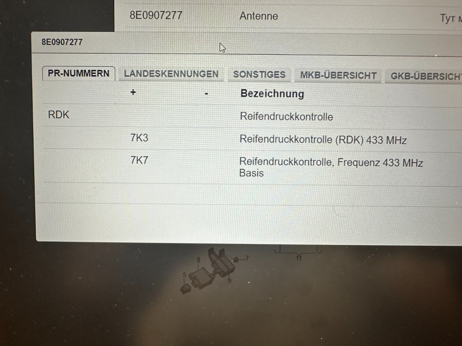 AUDI VW BENTLEY STEUERGERÄT REIFENDRUCKKONTROLLE REIFENDRUCK ANTENNE 8E0907277 - Obrázek 6