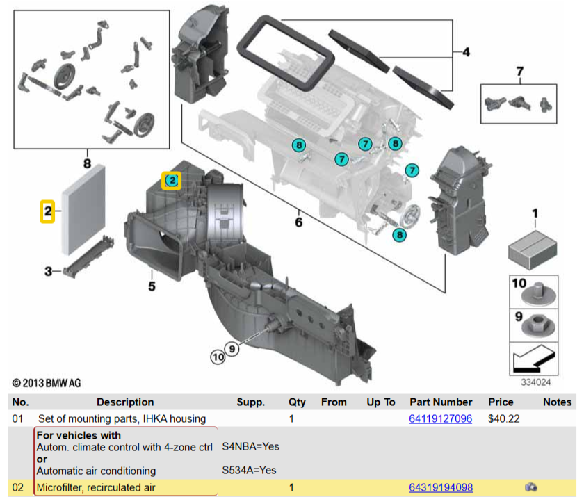 BMW X5 X6 E70,E71,E72, F85,F86..POLLENFILTER 64319194098 , 64 31 9 194 098 ORIG - Obrázek 4