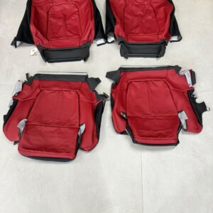 PORSCHE CAYENNE 7P5 SITZ BEZUGE LEDER SITZEN VORN ROT SCHWARZ GELOCHT NEU ORIG!