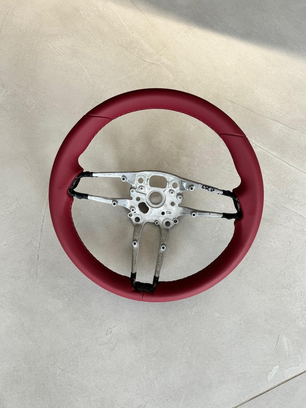 PORSCHE LEERES RAHMEN LENKRAD ROT LEDER SPORT STEERING WHEEL FRAME RED NEW !! - Obrázek 3