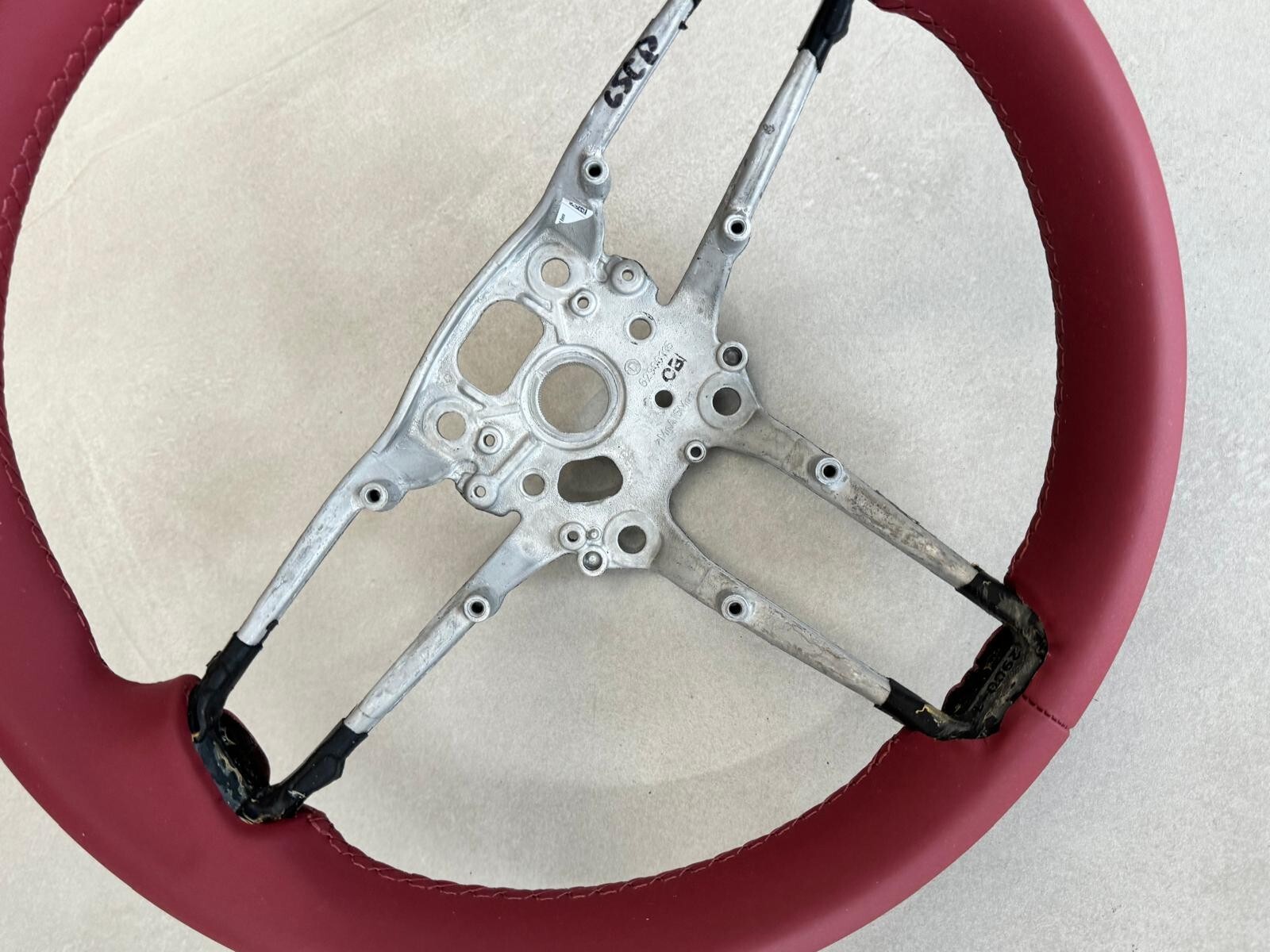 PORSCHE LEERES RAHMEN LENKRAD ROT LEDER SPORT STEERING WHEEL FRAME RED NEW !! - Obrázek 10