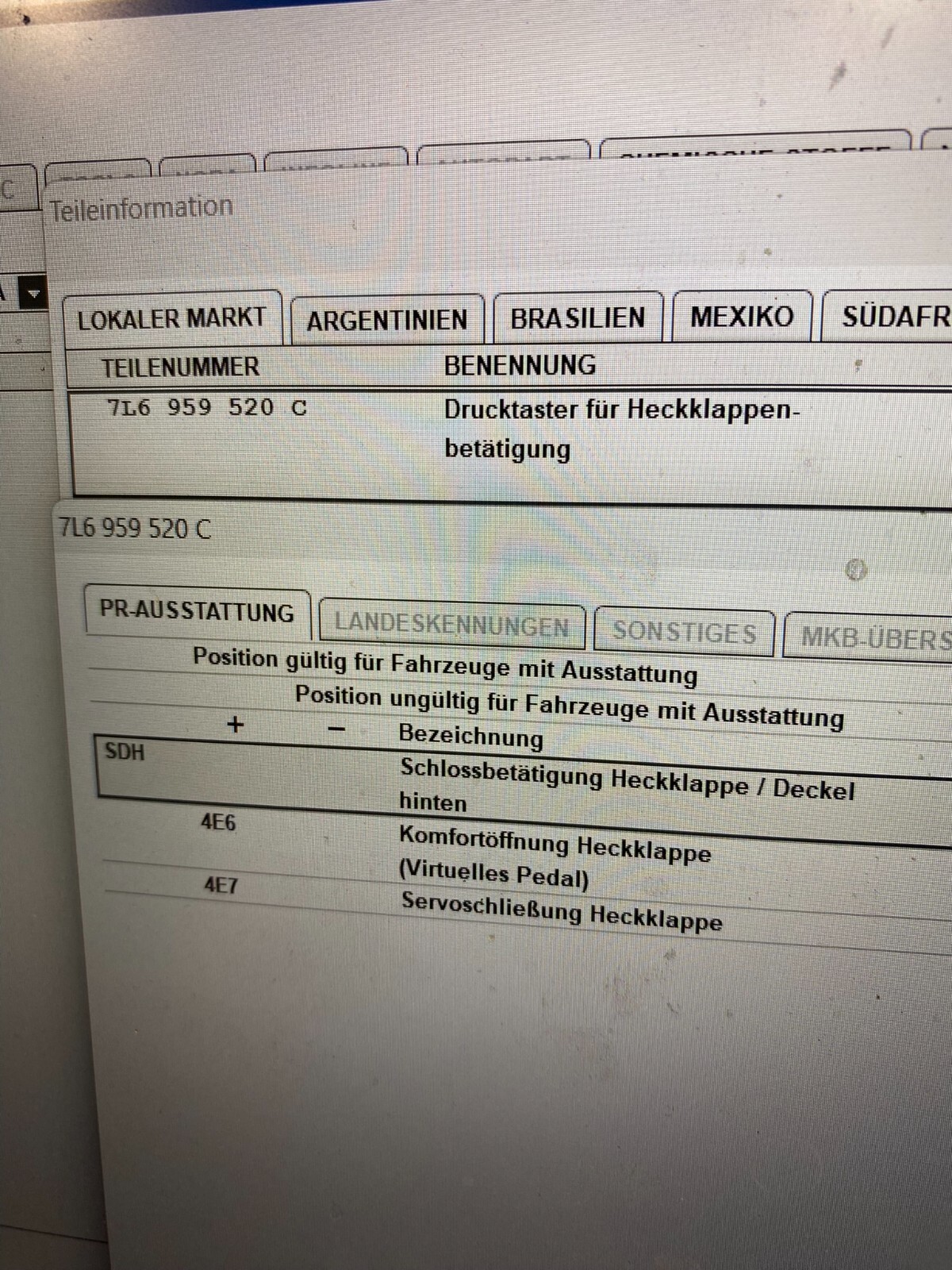 AUDI A4 A6 A7 A8 Q5 Q7 HECKKLAPPE KOFFERRAUMÖFFNER SCHALTER 7L6959520C - Obrázek 12
