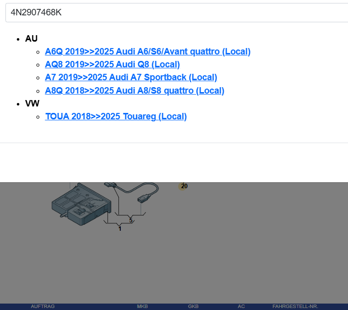 AUDI A6,A7,A8 VW.. DIAGNOSE-INTERFACE FÜR DATENBUS (GATEWAY) 4N2907468K ORIGINAL - Obrázek 5