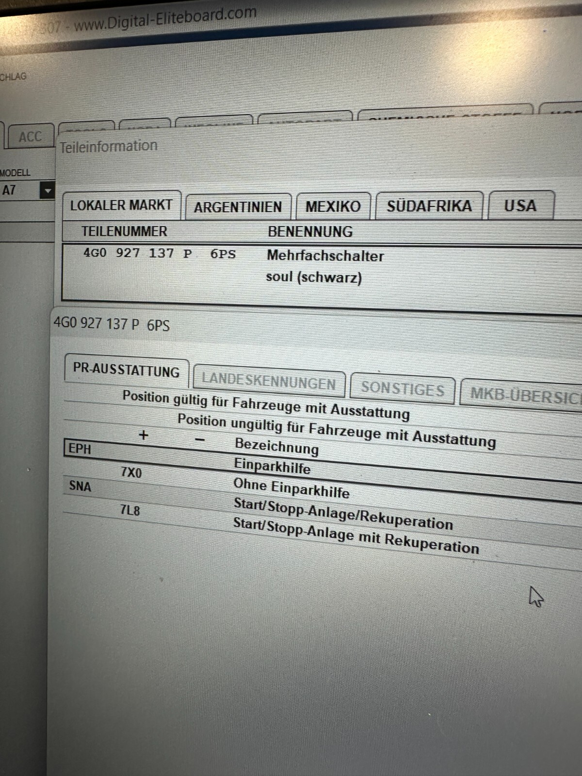 AUDI A7 MEHRFACHSCHALTER 4G0927137P MULTIPLE SWITCH 4G0 927 137 P - ORIG.TEIL!!! - Obrázek 13