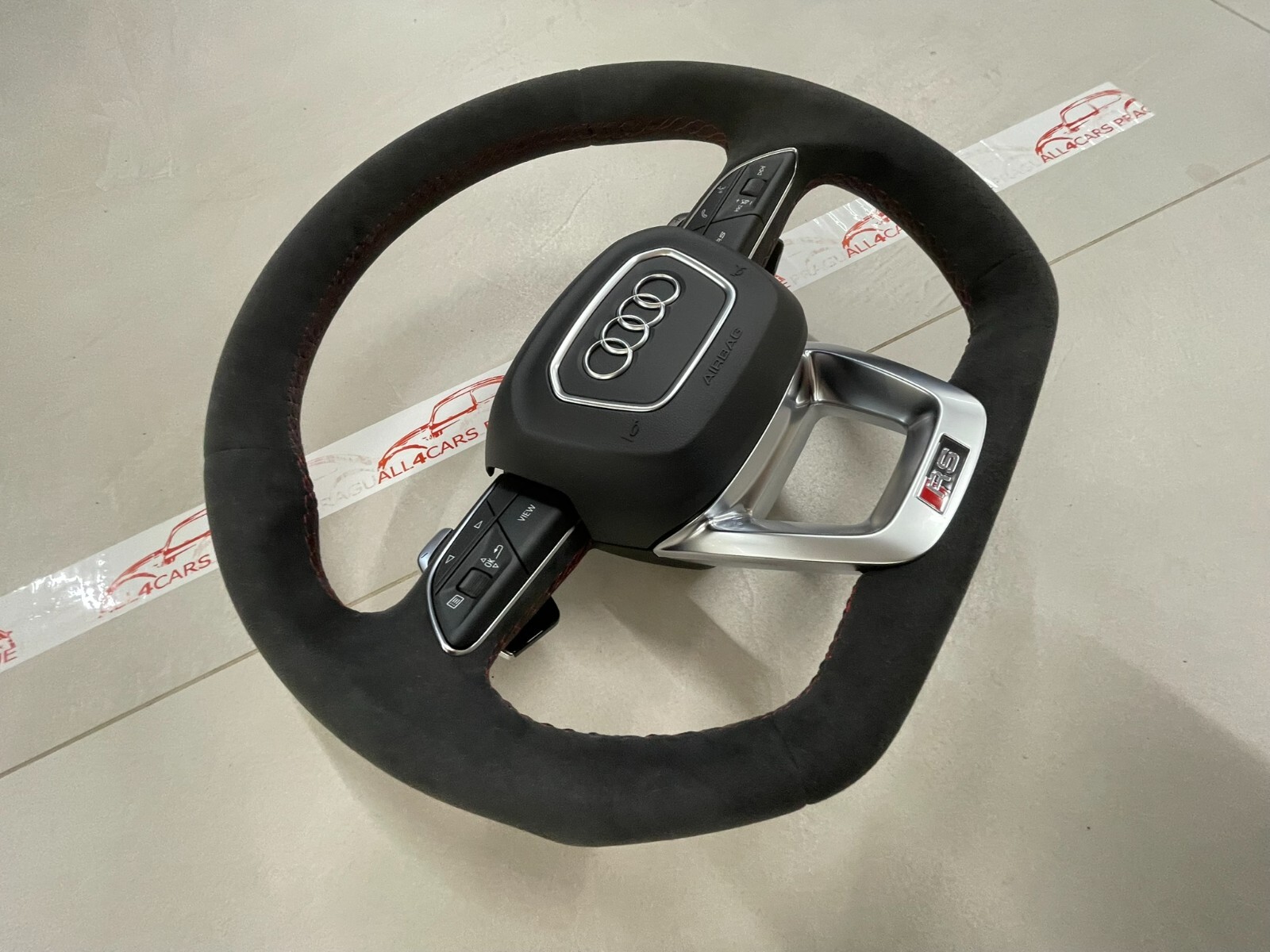 AUDI LENKRAD ALCANTARA RSQ8 4M Q8 Q7 SQ7 ABGEFLACHT WIPPEN ROTE NAHT 4M8419091AE - Obrázek 12