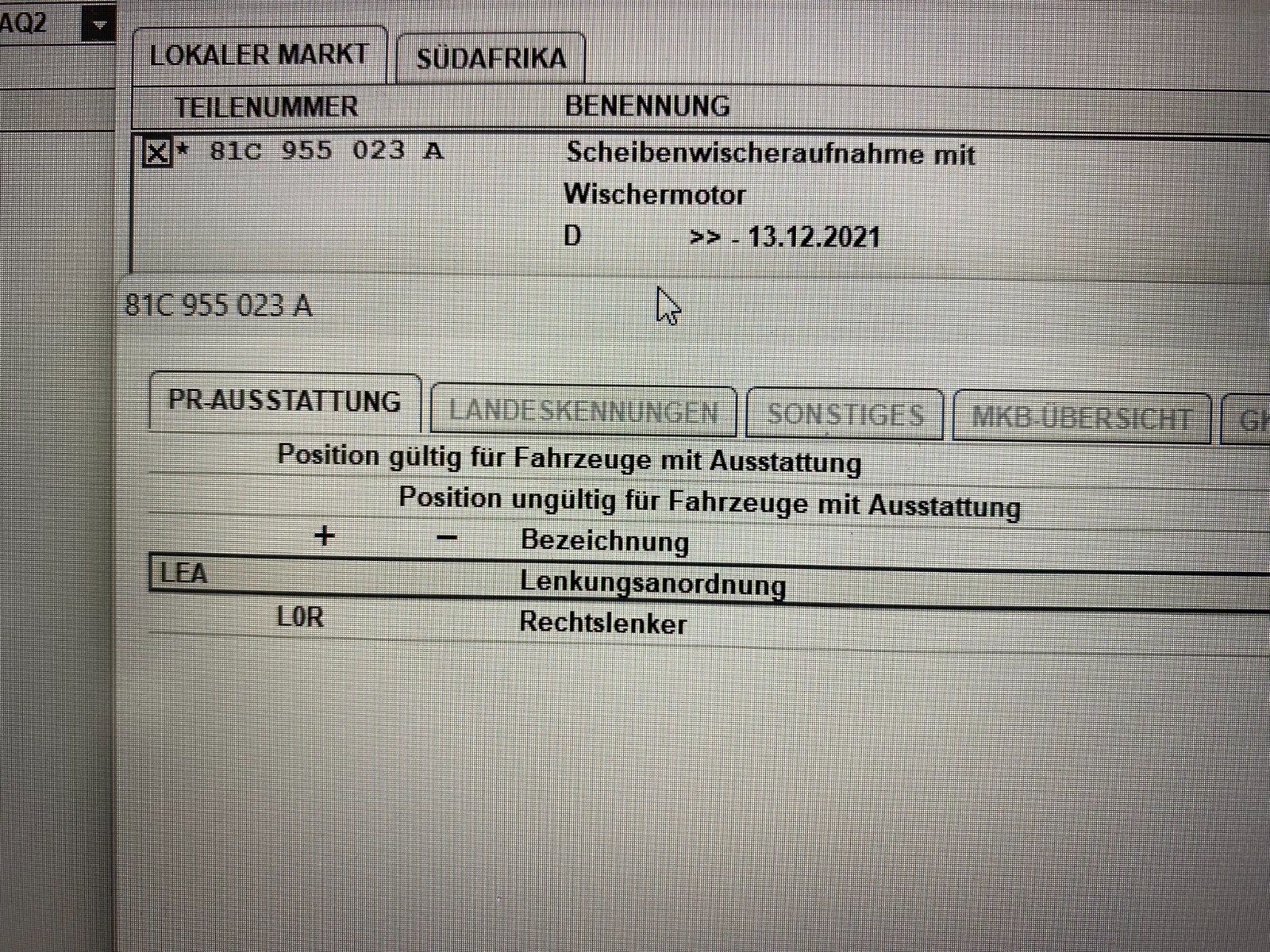 AUDI Q2 WISCHERMOTOR WISCHERGESTÄNGE SCHEIBENWISCHERSTANGE 81C 955 023 A ORIG - Obrázek 14