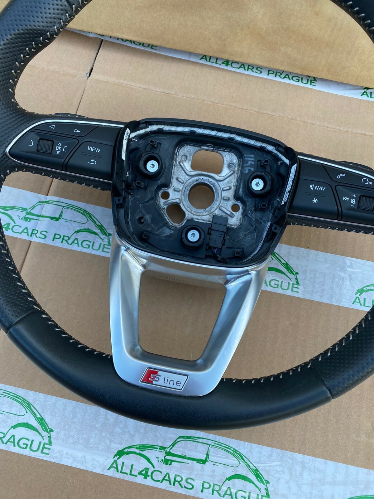 AUDI Q5, Q7 SPORT S-LINE MULT.F. LEDERLENKRAD SCHWARZ PADDELN 4M0419091P ORIG. - Obrázek 4