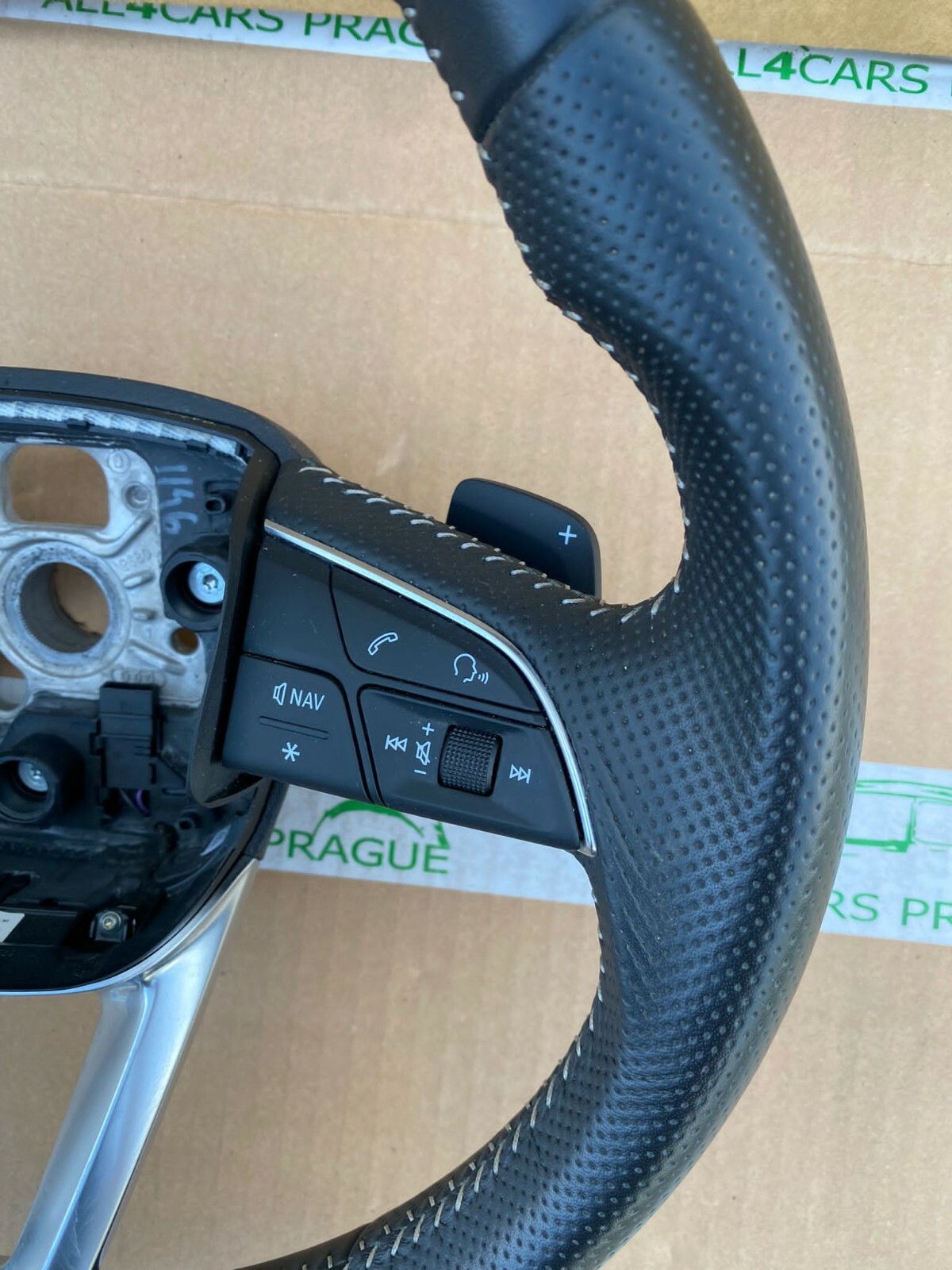 AUDI Q5, Q7 SPORT S-LINE MULT.F. LEDERLENKRAD SCHWARZ PADDELN 4M0419091P ORIG. - Obrázek 8