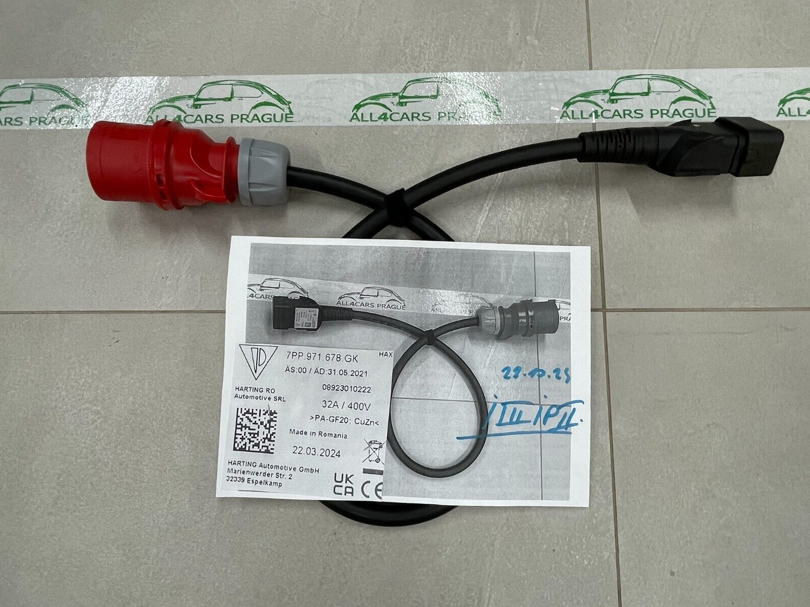 PORSCHE LADEKABEL FÜR NETZSTECKDOSE CEE 32A 3P 900MM GERADE 7PP971678GK ORIG NEU - Obrázek 12