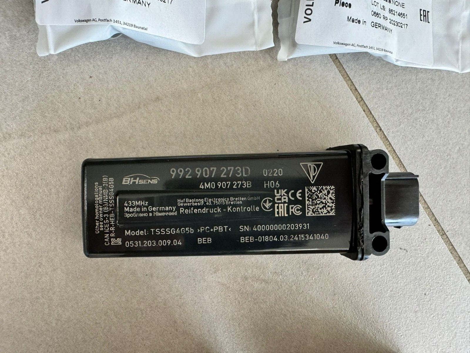 PORSCHE SATZ 4X REIFENDRUCKSENSOREN 5Q0907275F REIFENDRUCK STEUERGERÄ 992907273D - Obrázek 5