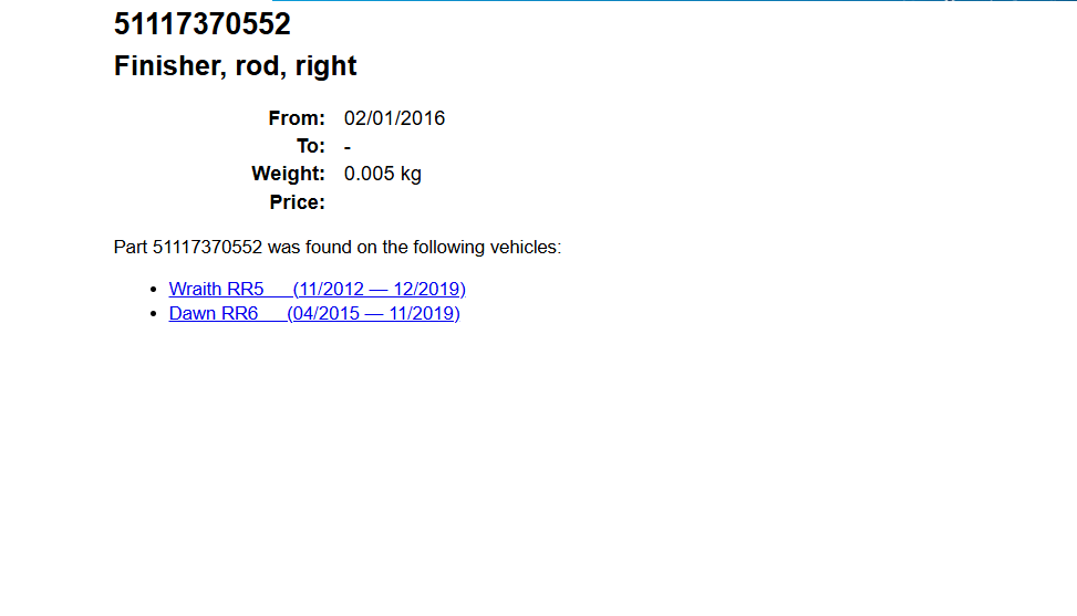 ROLLS ROYCE WRAITH RR5 RR DAWN RR6 BUMPER FINISHER 511173705511 51117370552 Orig - Obrázek 3