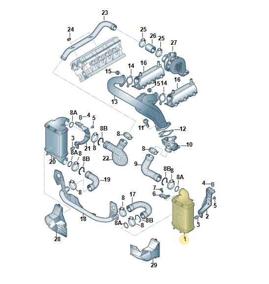 ŠKODA SUPERB VW PASSAT V6 TDI LADELUFT - TURBOKÜHLER LINKS 3B0145805J TEST CAR - Obrázek 5