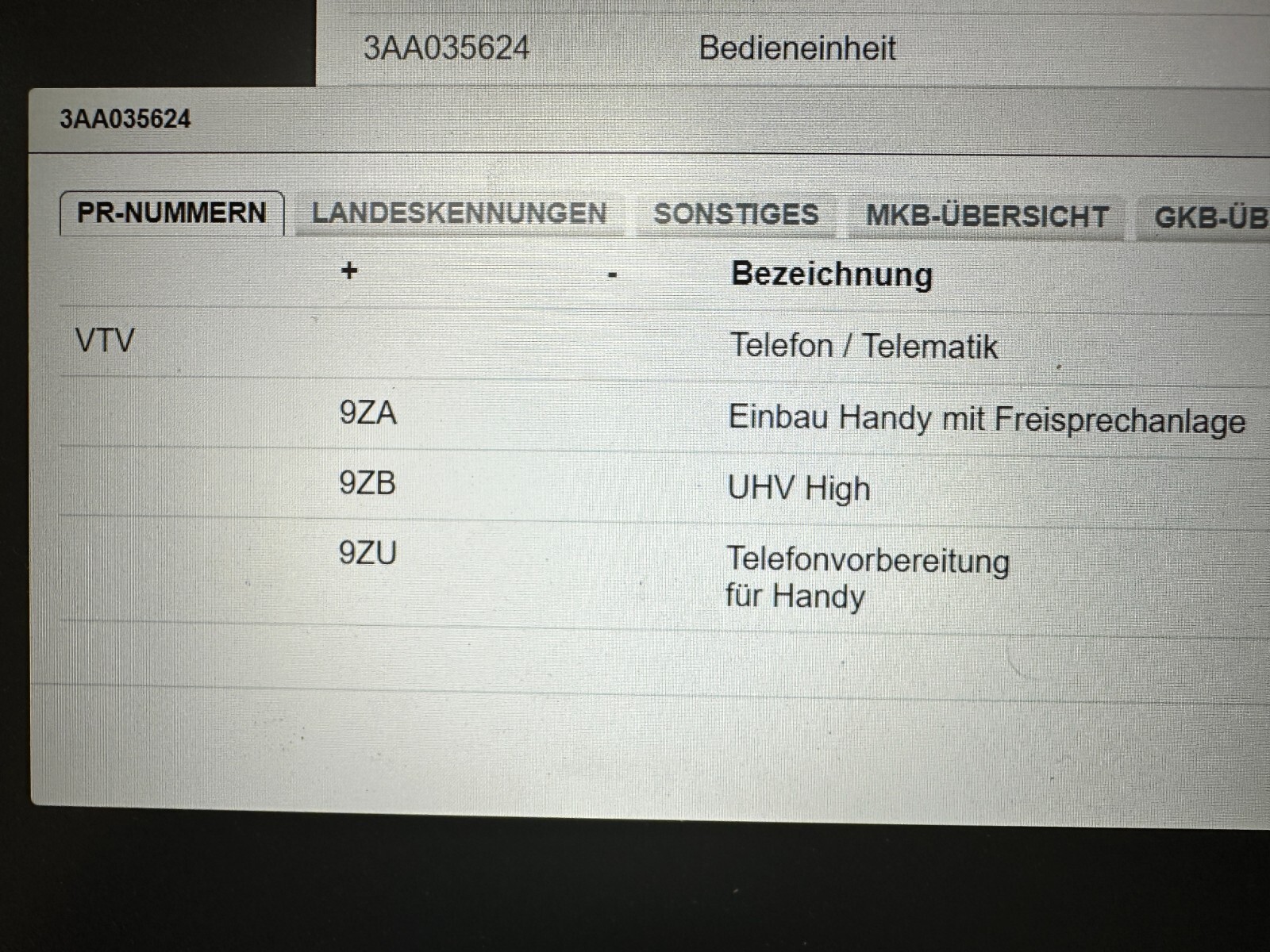 VW GOLF PASSAT TIGUAN +...BEDIENEINHEIT FREISPRECHEINRICHTUNG 3AA035624 Fast Neu - Obrázek 5