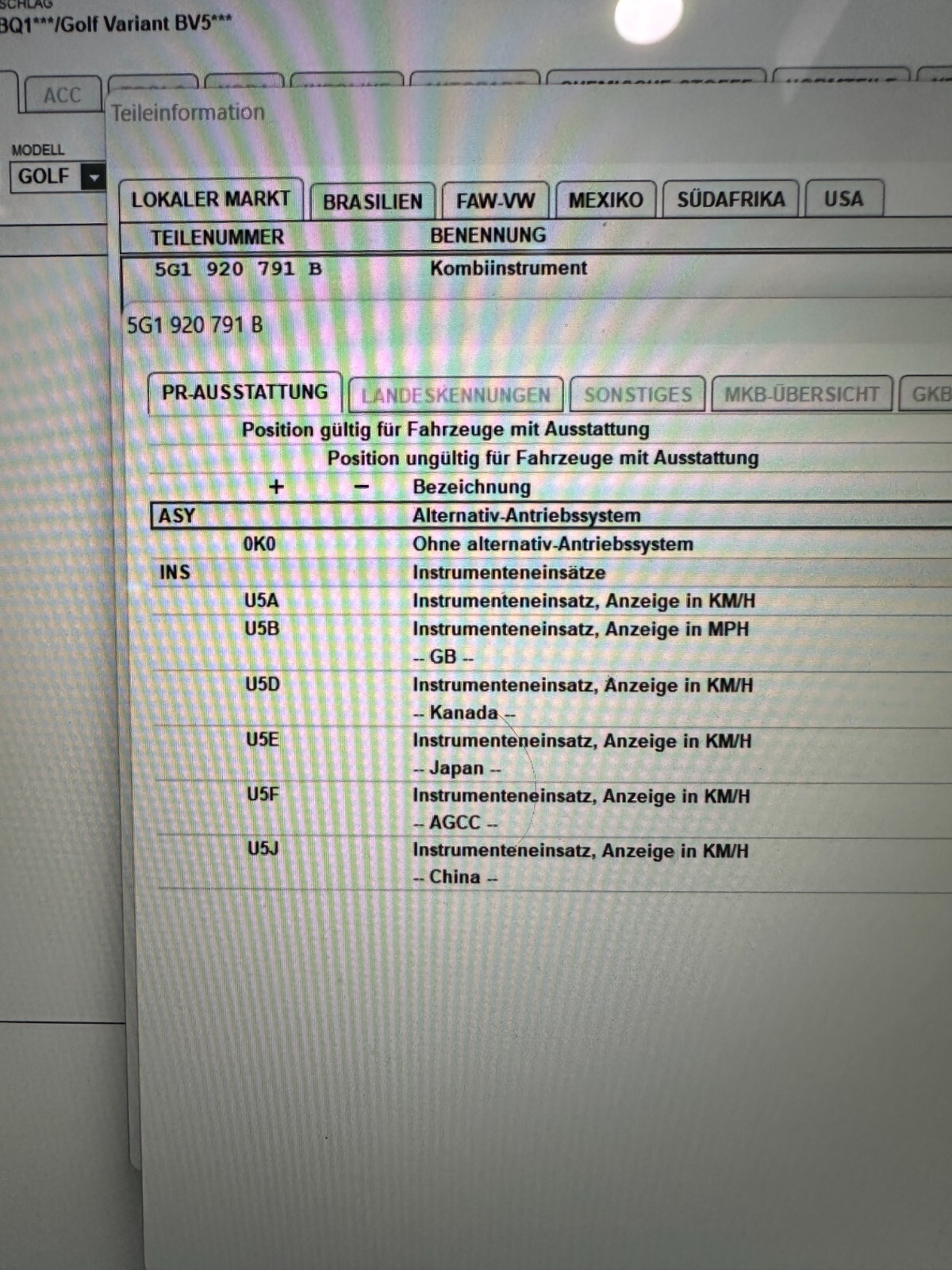 VW GOLF VII KOMBIINSTRUMENT TACHO VIRTUAL COCKPIT 5G1920791B ORIG.NEU!! 0-KM - Obrázek 19