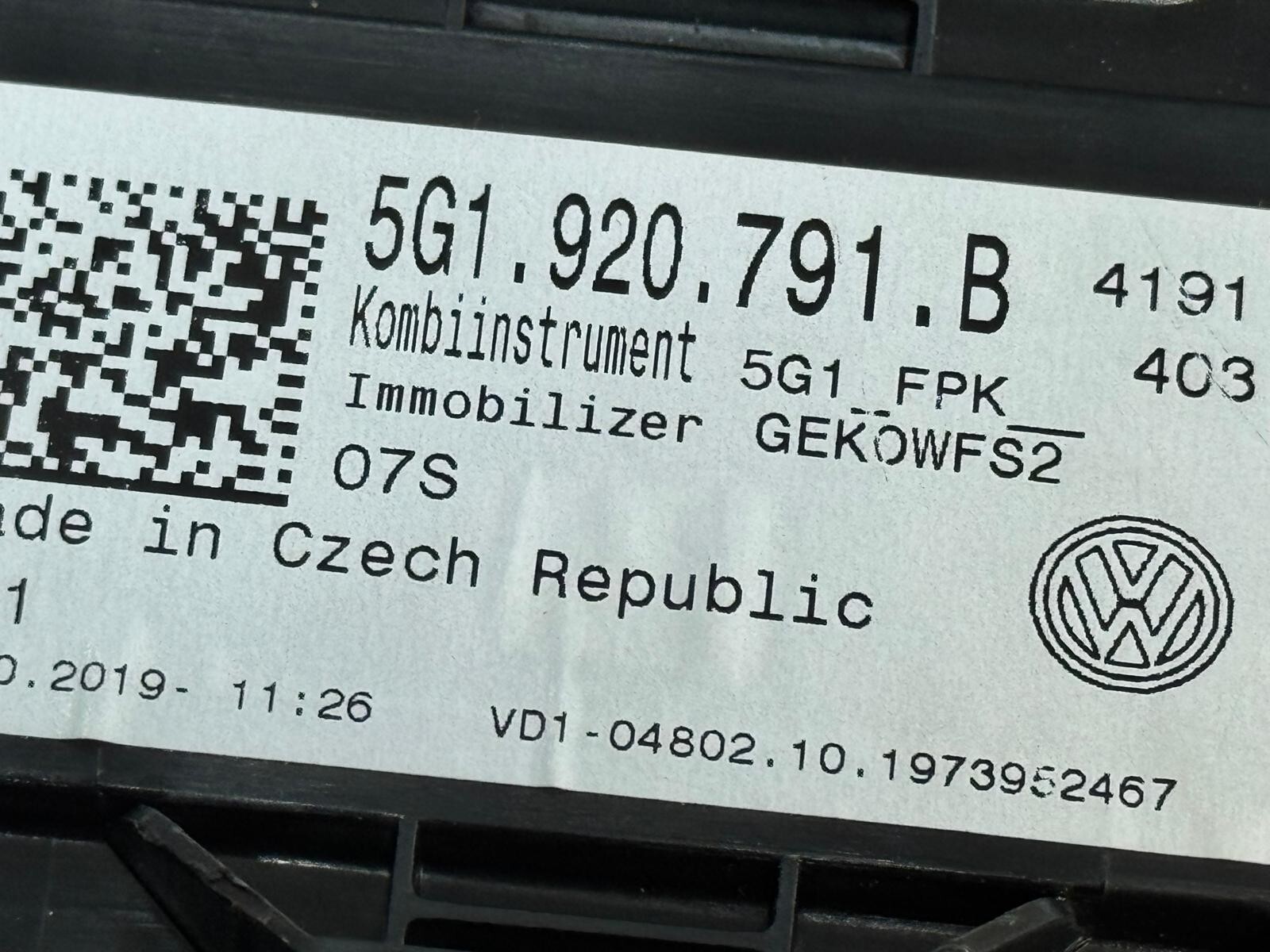 VW GOLF VII KOMBIINSTRUMENT TACHO VIRTUAL COCKPIT 5G1920791B ORIG.NEU!! 0-KM - Obrázek 5