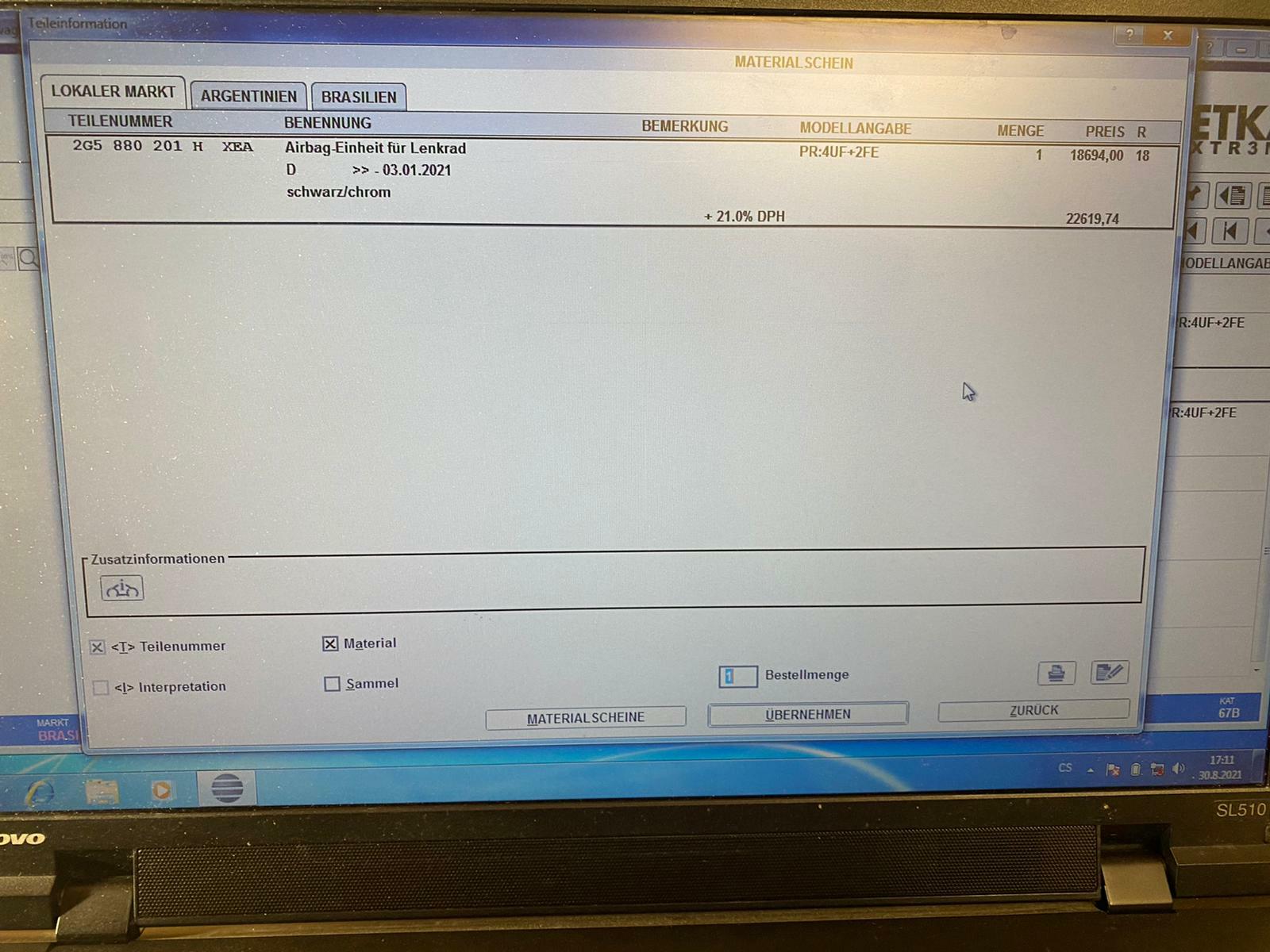 VW NIVUS A.I.R.B.A.G LENKRAD 2G5880201H / 2G5 880 201 H ORIGINAL NEU - Obrázek 13