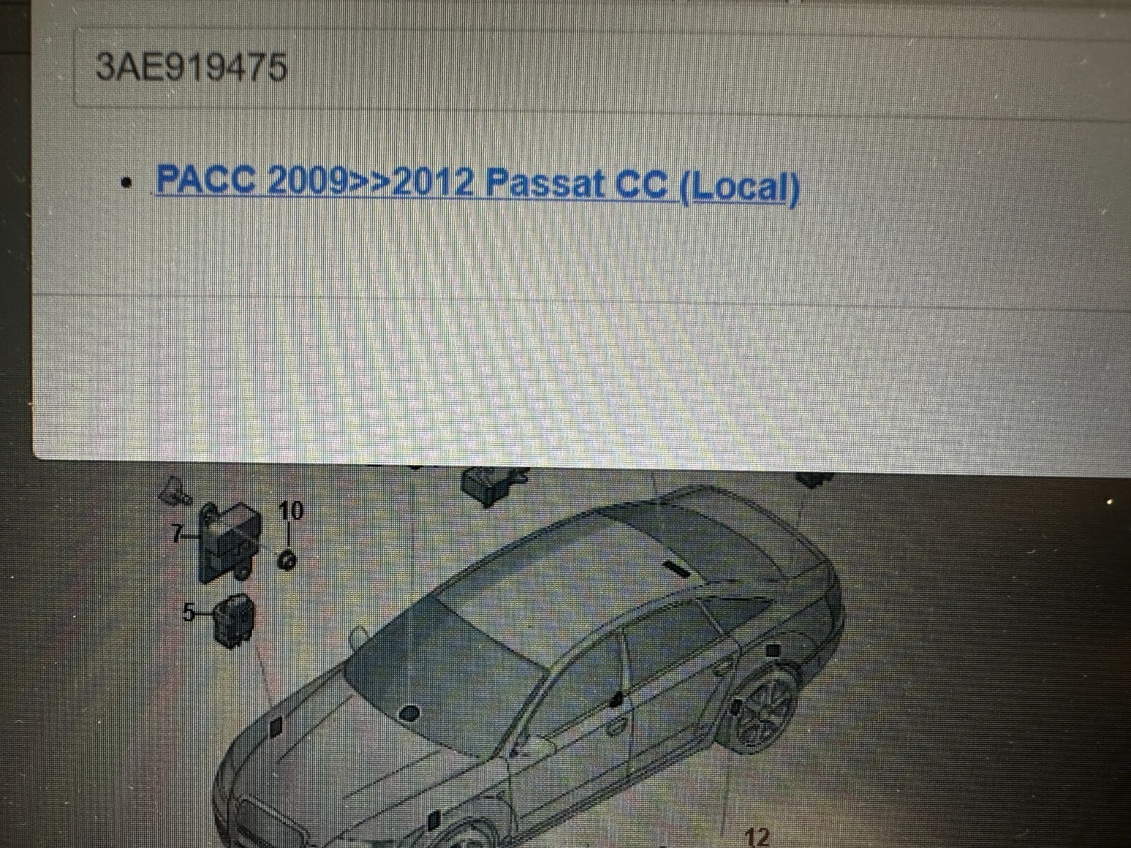 VW PASSAT CC STEUERGERÄT FÜR EINPARKHILFE 3AE919475 ORIG.VW TEIL - Obrázek 4