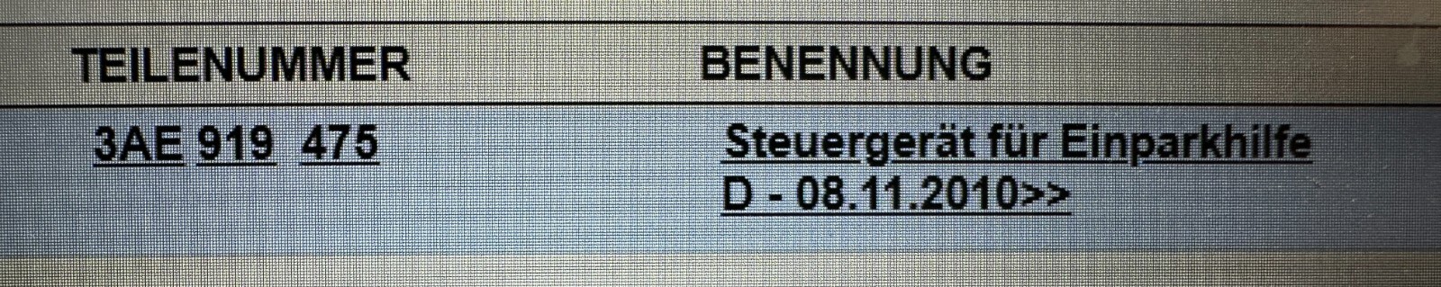 VW PASSAT CC STEUERGERÄT FÜR EINPARKHILFE 3AE919475 ORIG.VW TEIL - Obrázek 6