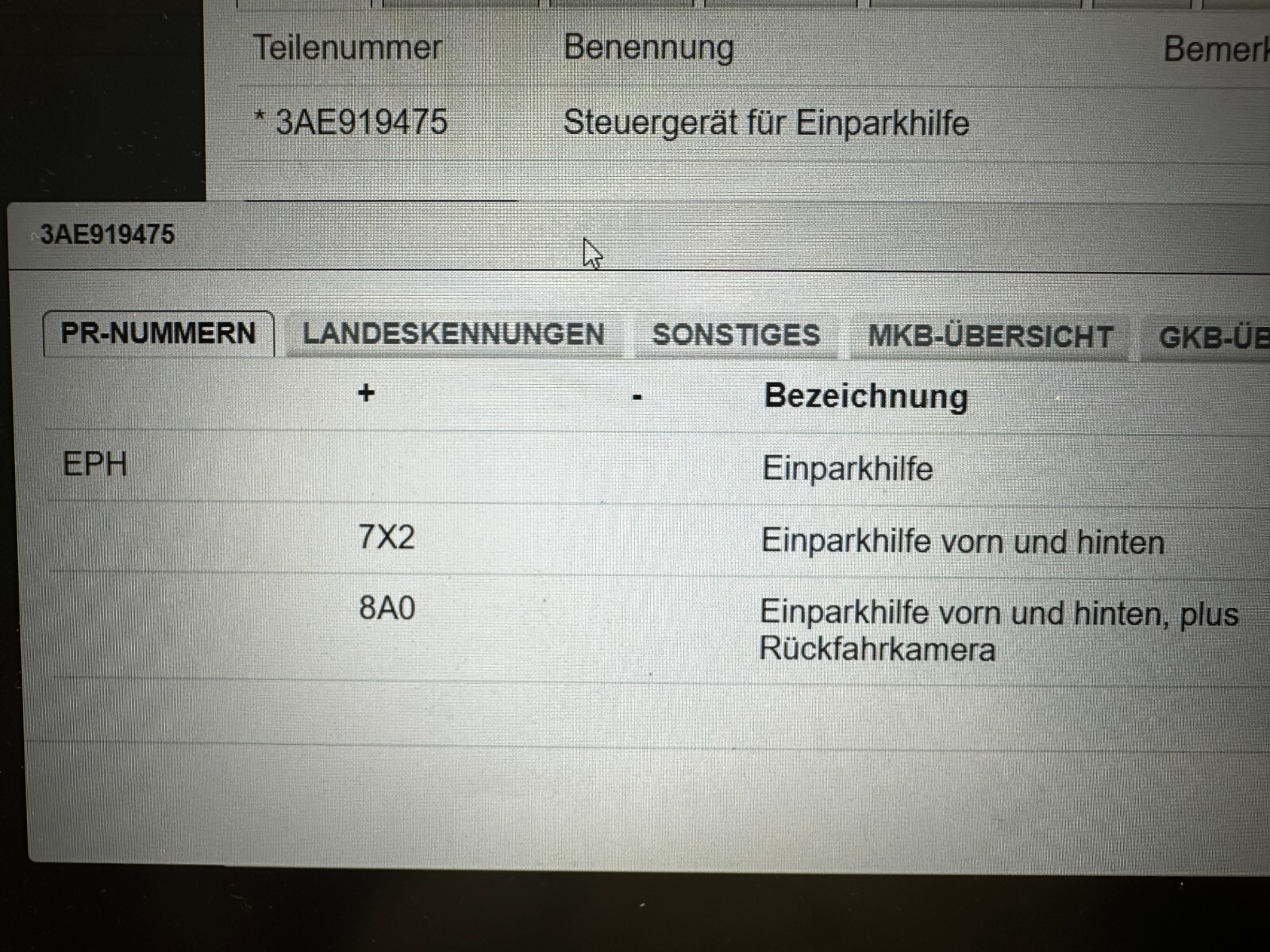 VW PASSAT CC STEUERGERÄT FÜR EINPARKHILFE 3AE919475 ORIG.VW TEIL - Obrázek 9