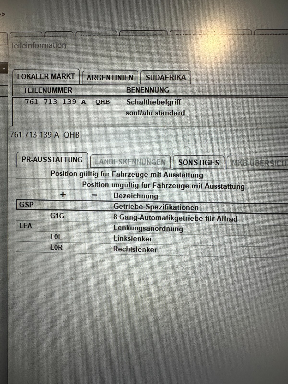 VW TOUAREG CR7 SCHALTKNAUF SCHALTHEBEL LEDER SCHWARZ 761713139A - 761713140 NEU - Obrázek 16