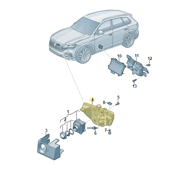 VW TOUAREG HALTERUNG FÜR NACHTSICHTKAMERA 760980561B Fast Neu Teil d v Test Car - Obrázek 4