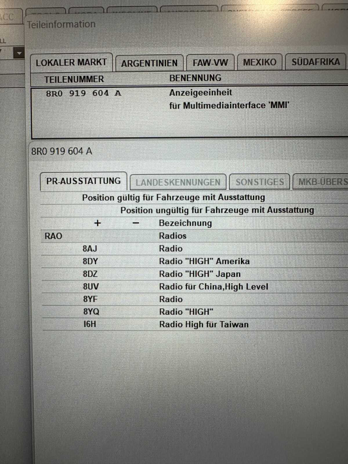 8R0919604A AUDI A4 A5 Q5 Q7 LCD NAVIGATIONSANZEIGE BILDSCHIRM 8R0919604A ORIG - Obrázek 6